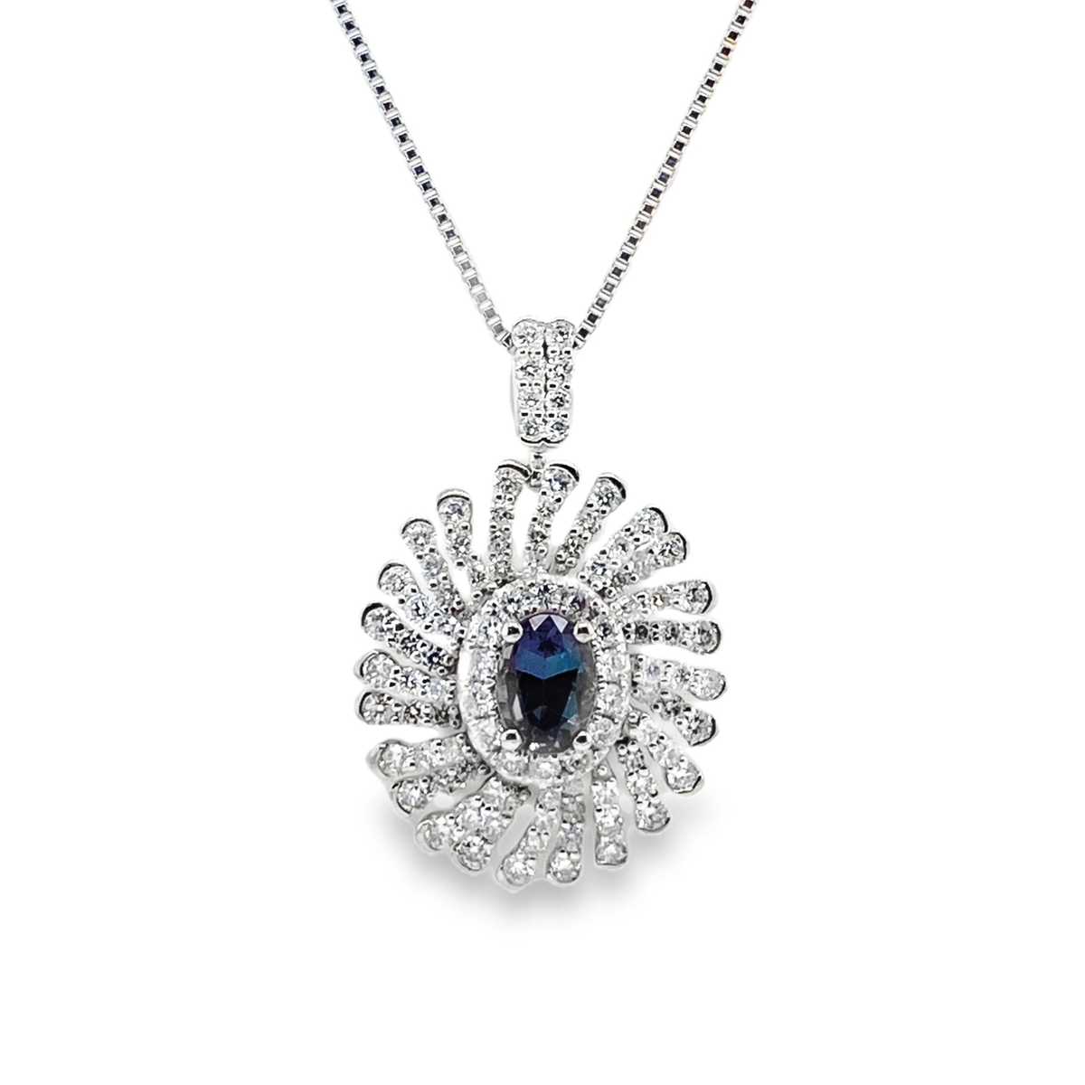 0.58ct Oval Brazil Alexandrite & Diamond Pendant