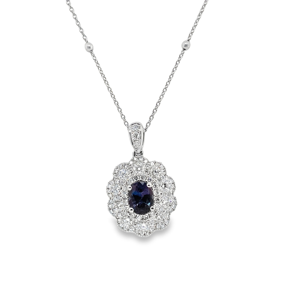 1.00ct Oval Brazil Alexandrite & Diamond Platinum Pendant