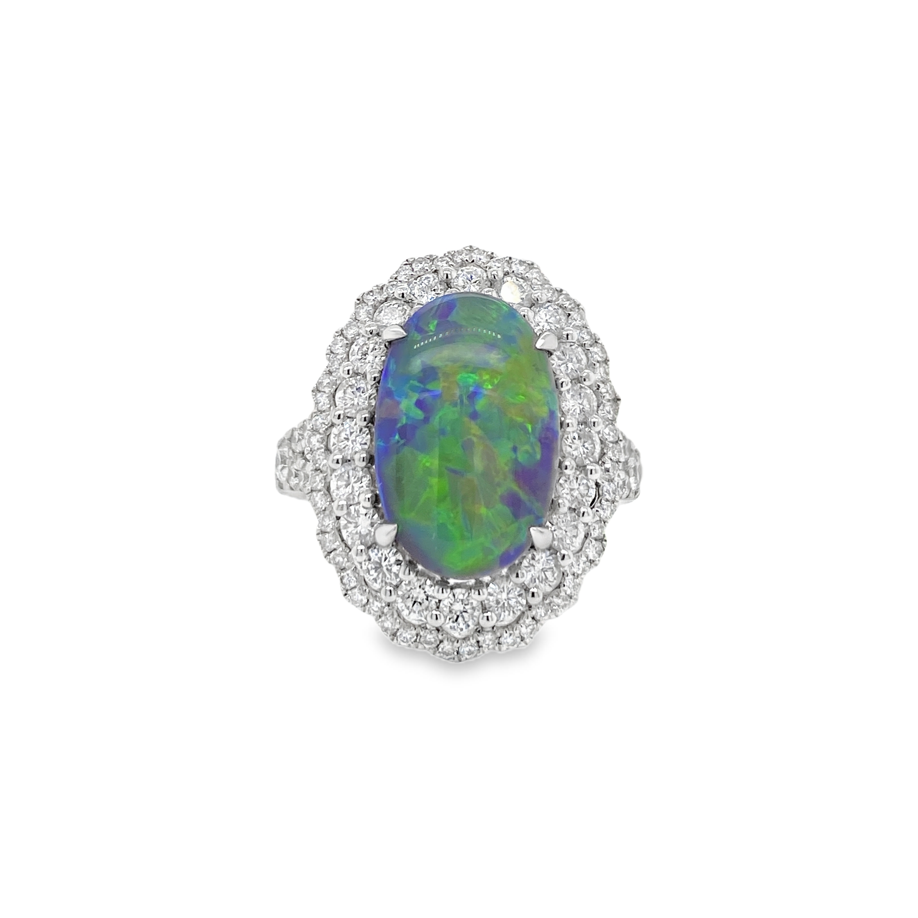 3.49ct Black Opal & Diamond Ring