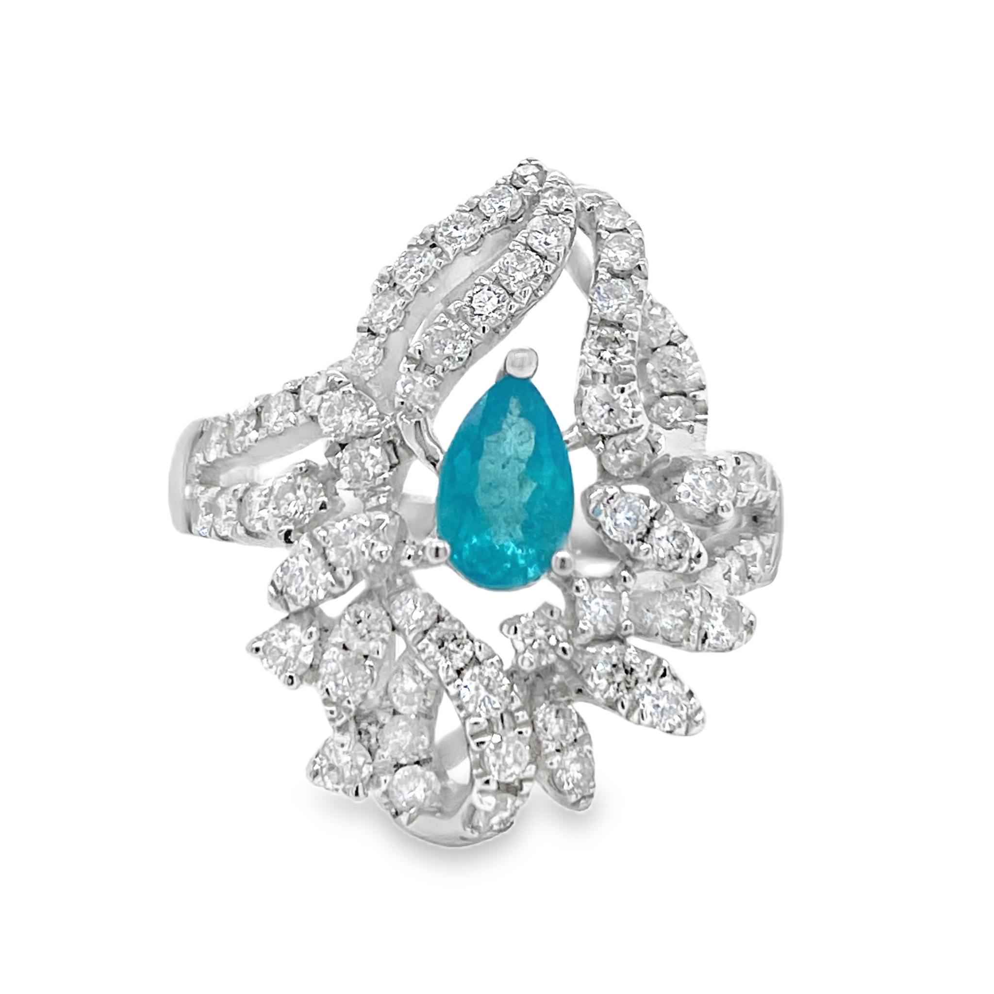 0.50ct Pear-Shaped Paraiba Tourmaline & Diamond Ring