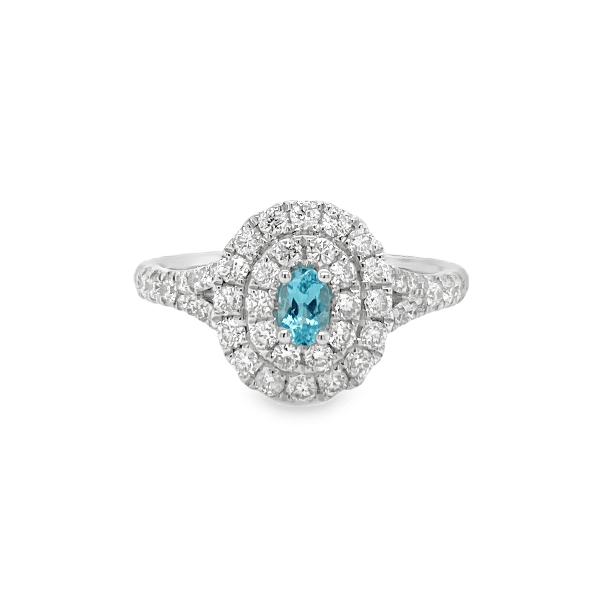 0.163ct Oval Paraiba Tourmaline & Diamond Platinum Ring - Candid Japan
