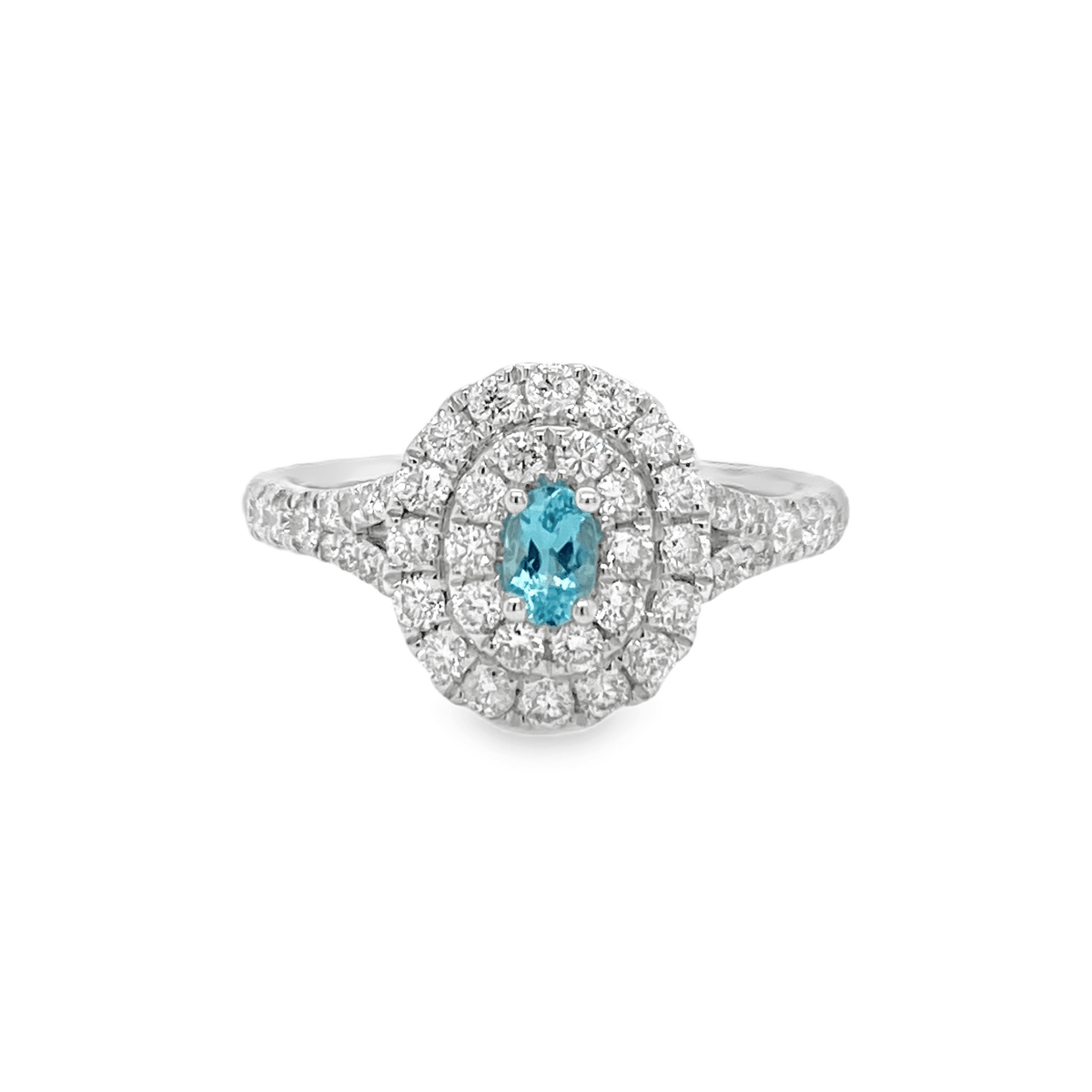 0.163ct Oval Paraiba Tourmaline & Diamond Platinum Ring - Candid Japan