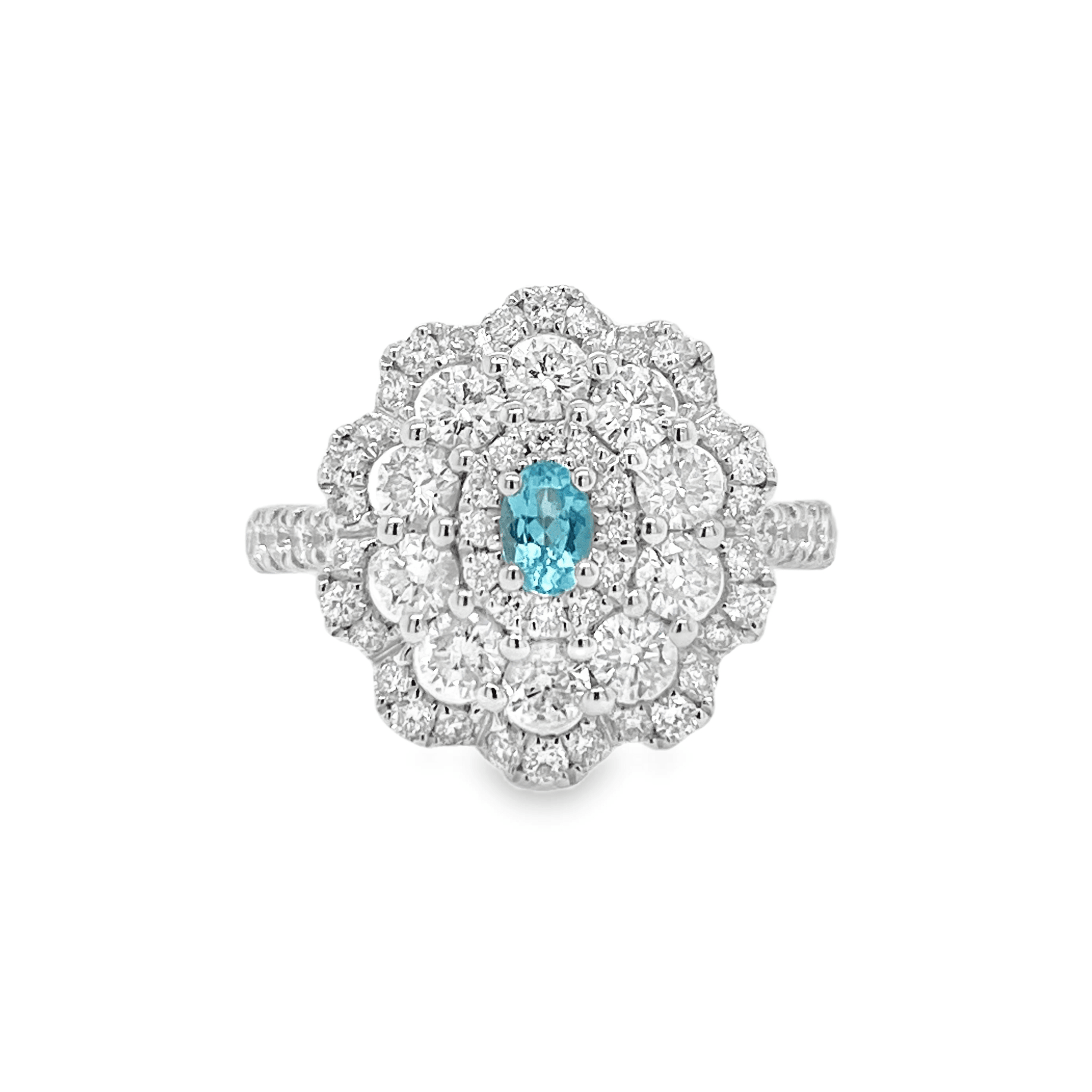 0.154ct Oval Paraiba Tourmaline & Diamond Platinum Ring - Candid Japan