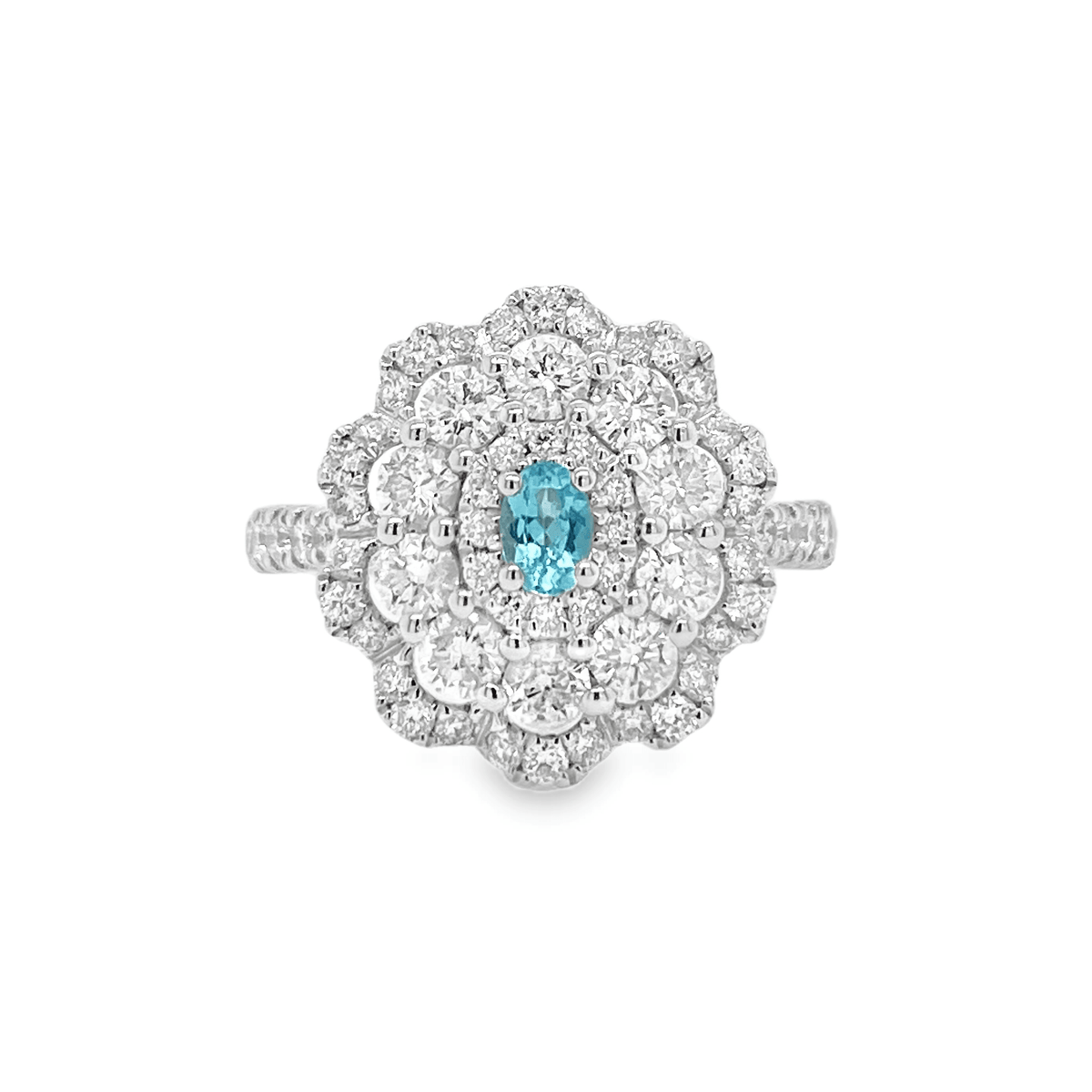 0.154ct Oval Paraiba Tourmaline & Diamond Platinum Ring - Candid Japan