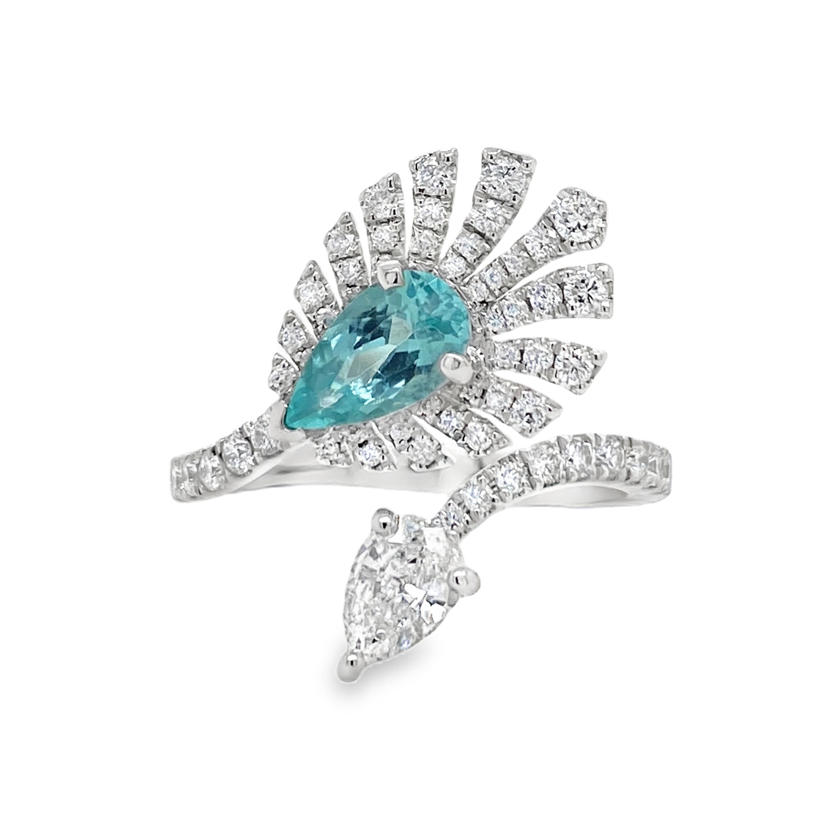0.67ct Pear-Shaped Paraiba Tourmaline & Diamond Ring