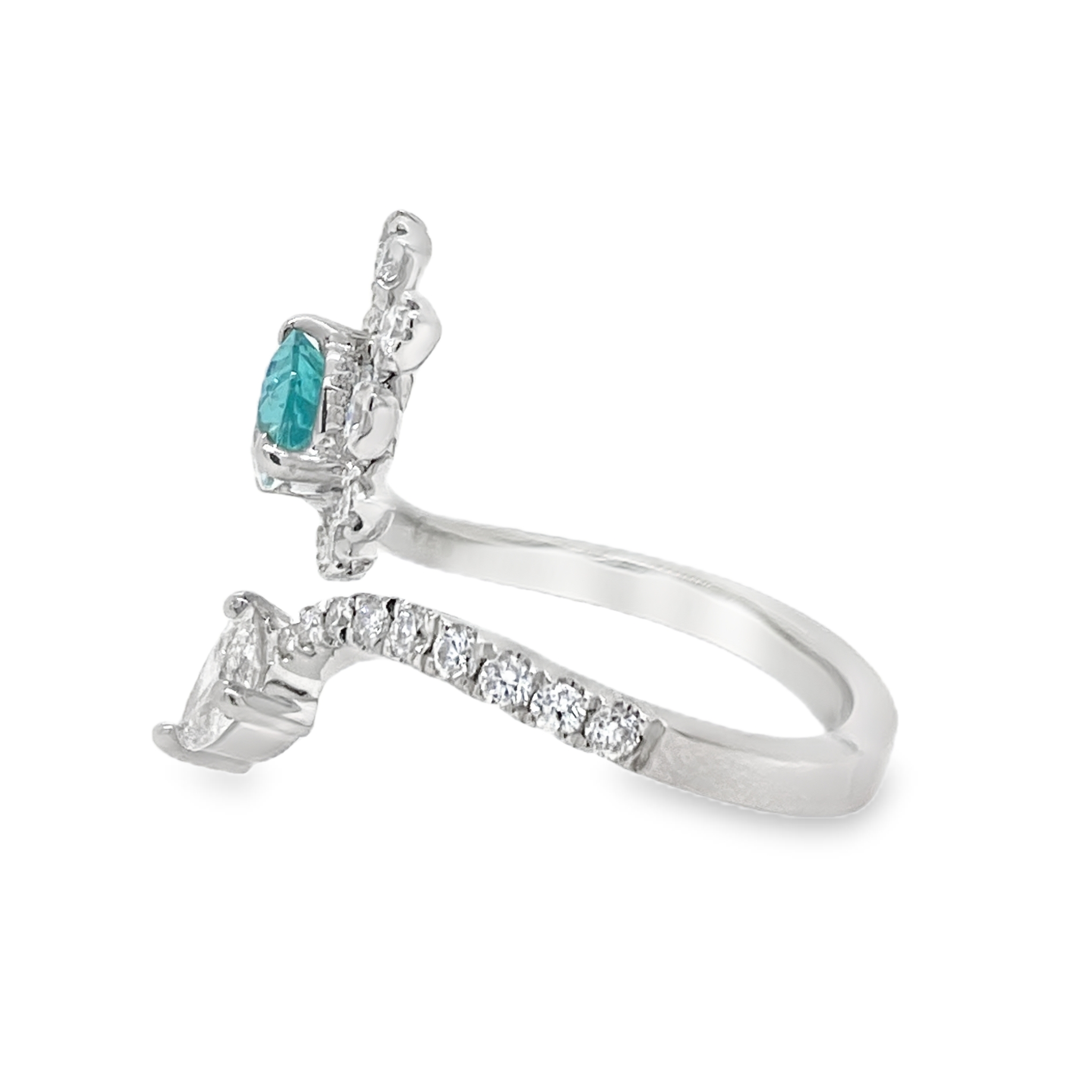 0.67ct Pear-Shaped Paraiba Tourmaline & Diamond Ring