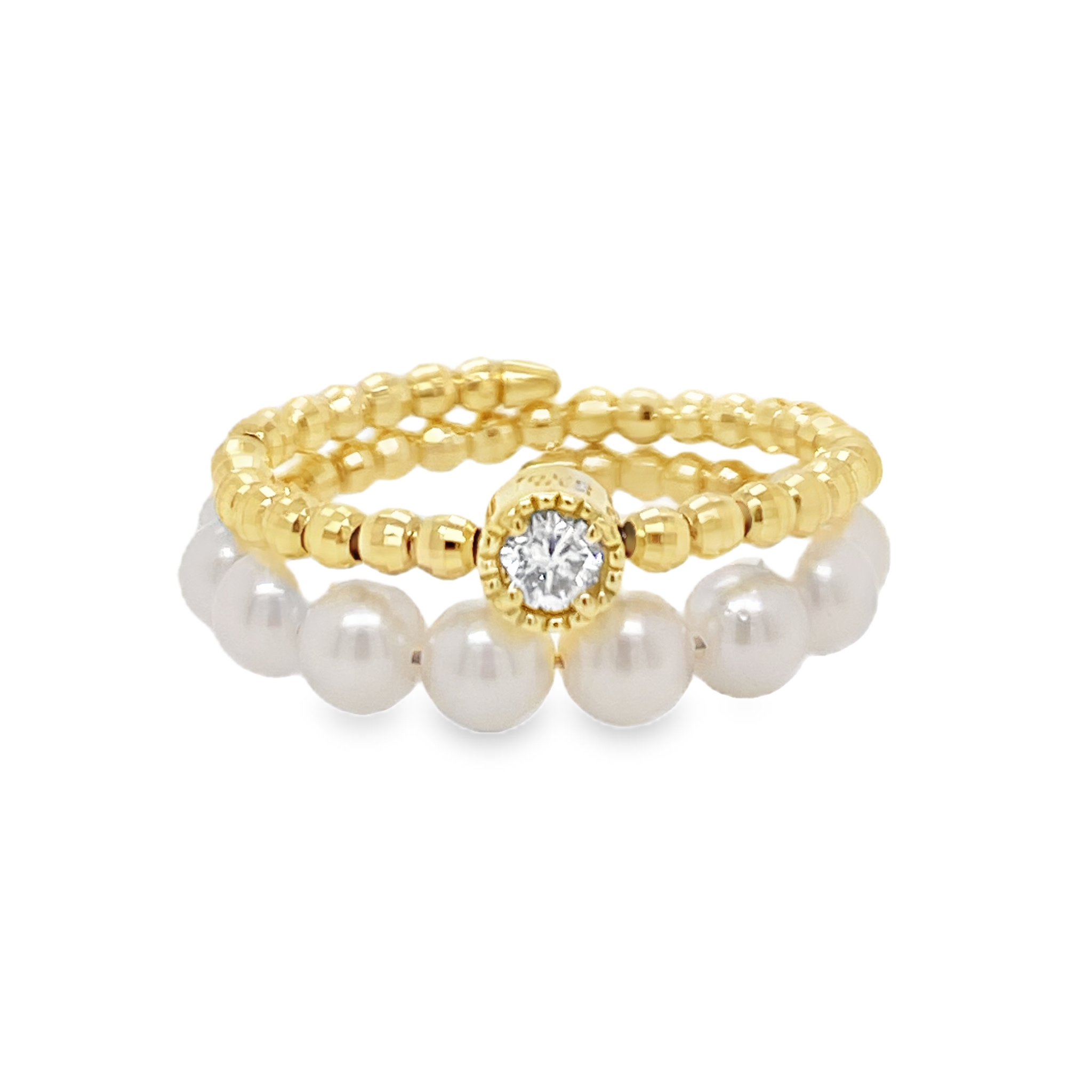 Akoya Pearl & Diamond Ring (Free Size)