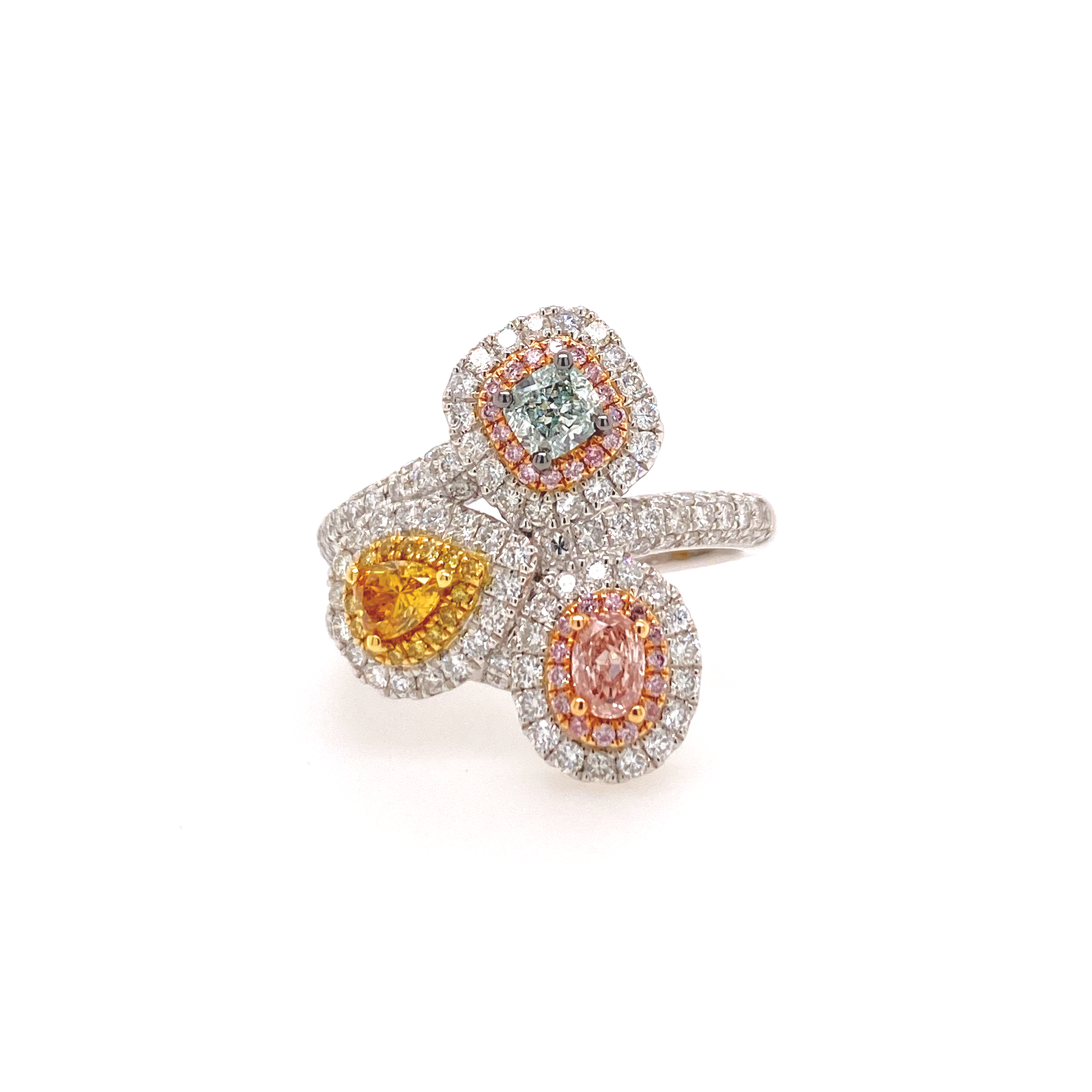 Triple Fancy Color Diamond Ring