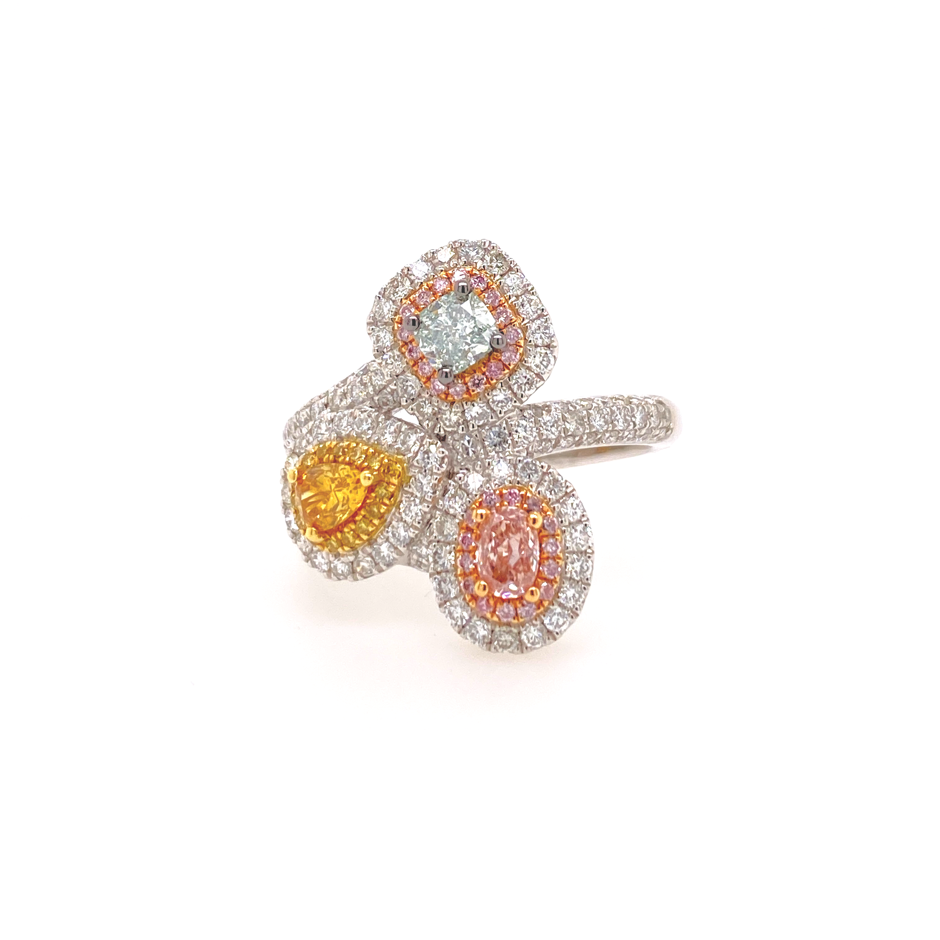 Triple Fancy Color Diamond Ring