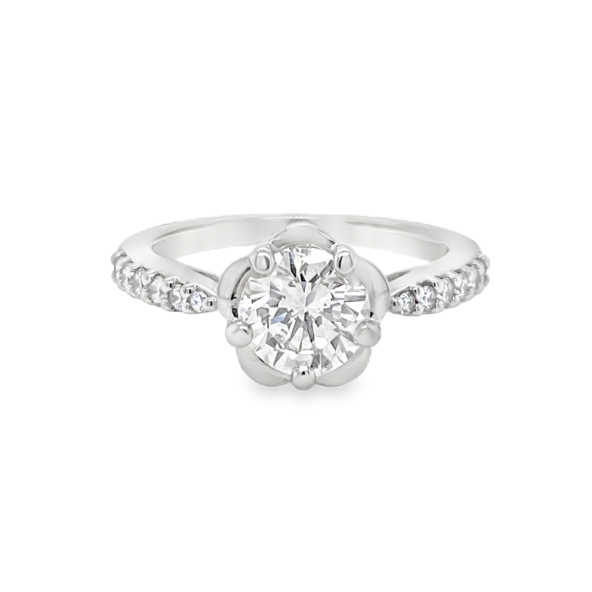 1.1ct Round Diamond Flower Halo Ring