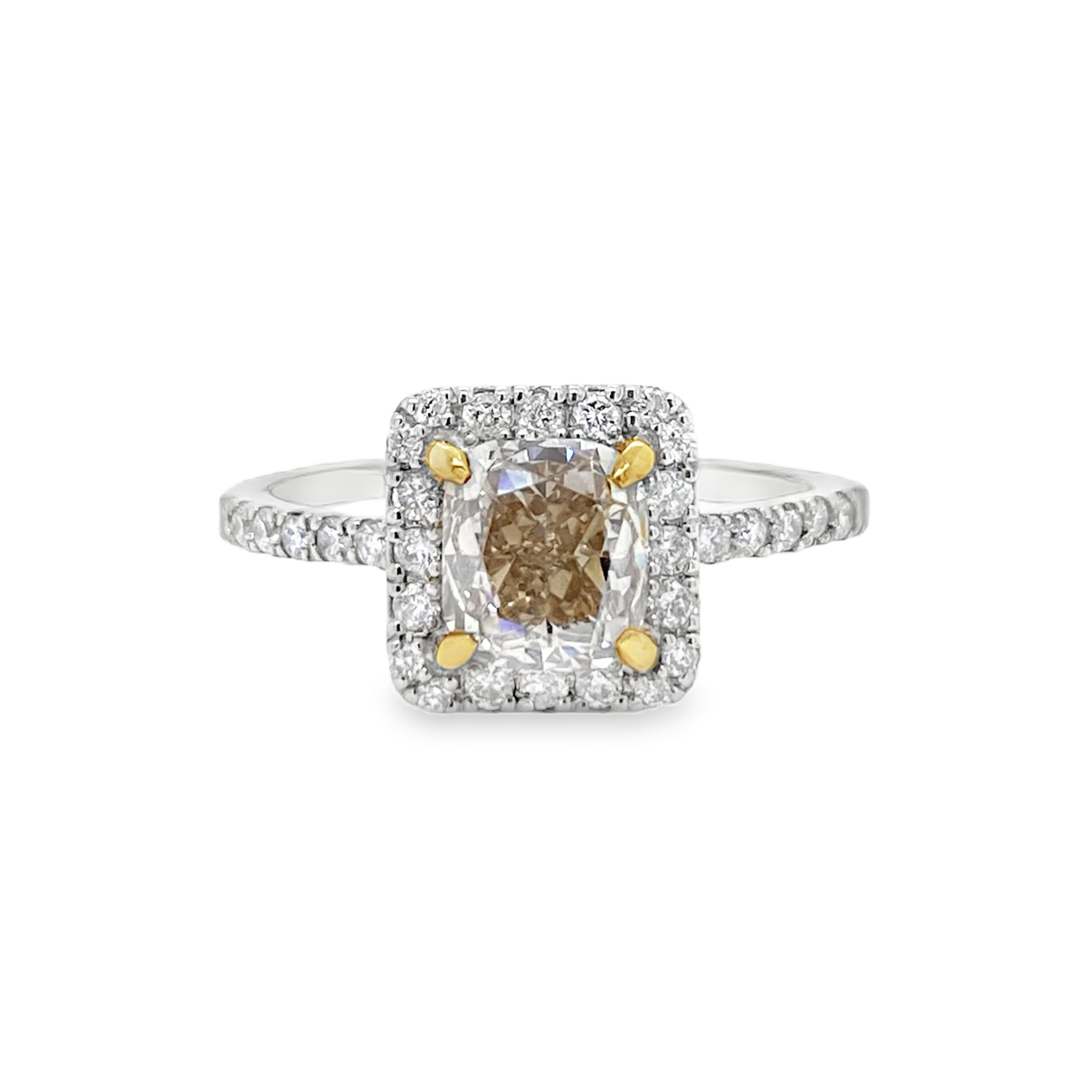 Light Brown Cushion Diamond Ring