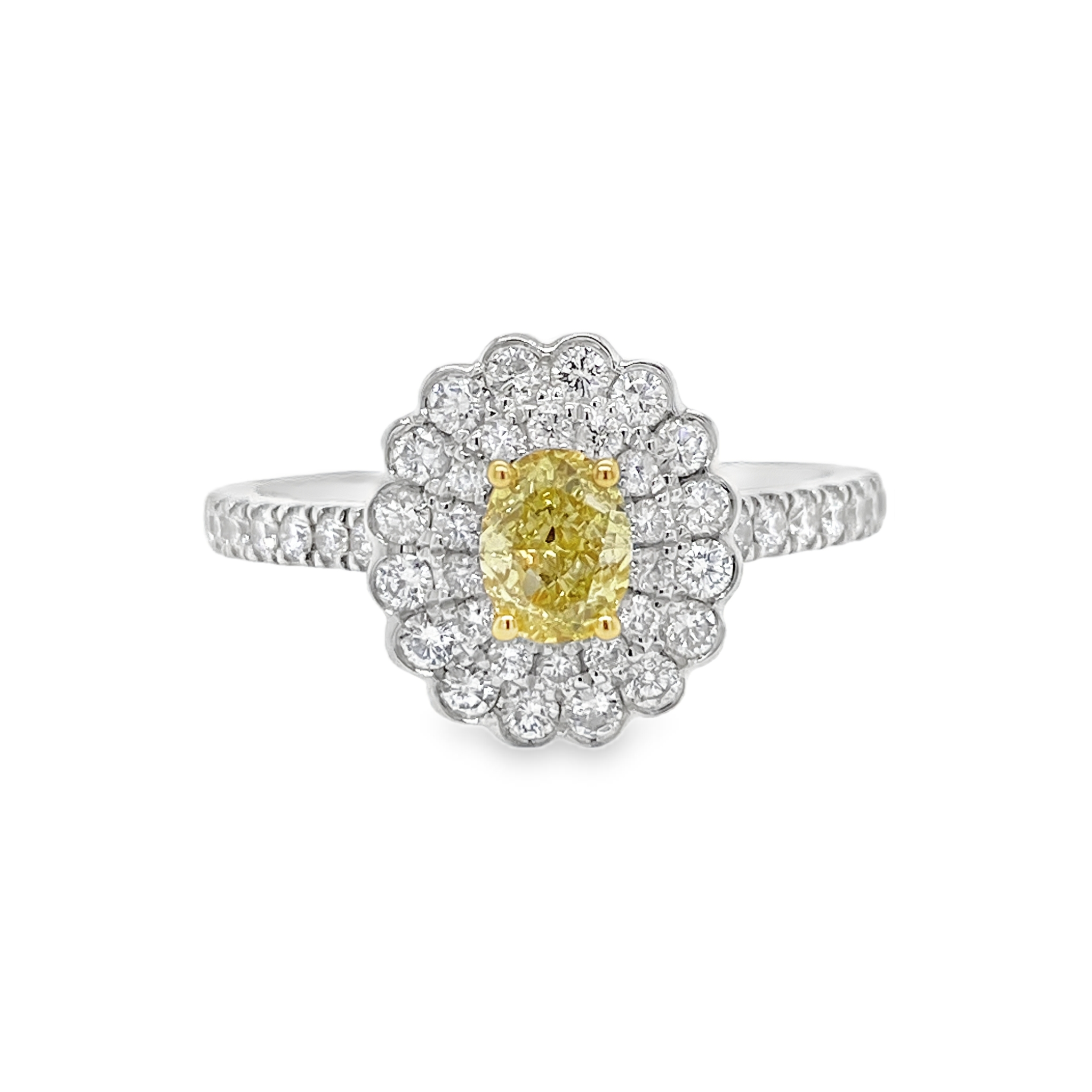 Fancy Intense Yellow Oval Diamond Ring