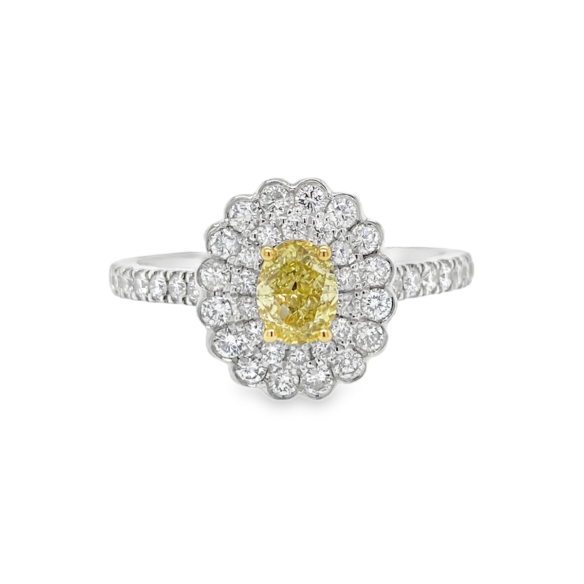 Fancy Intense Yellow Oval Diamond Ring