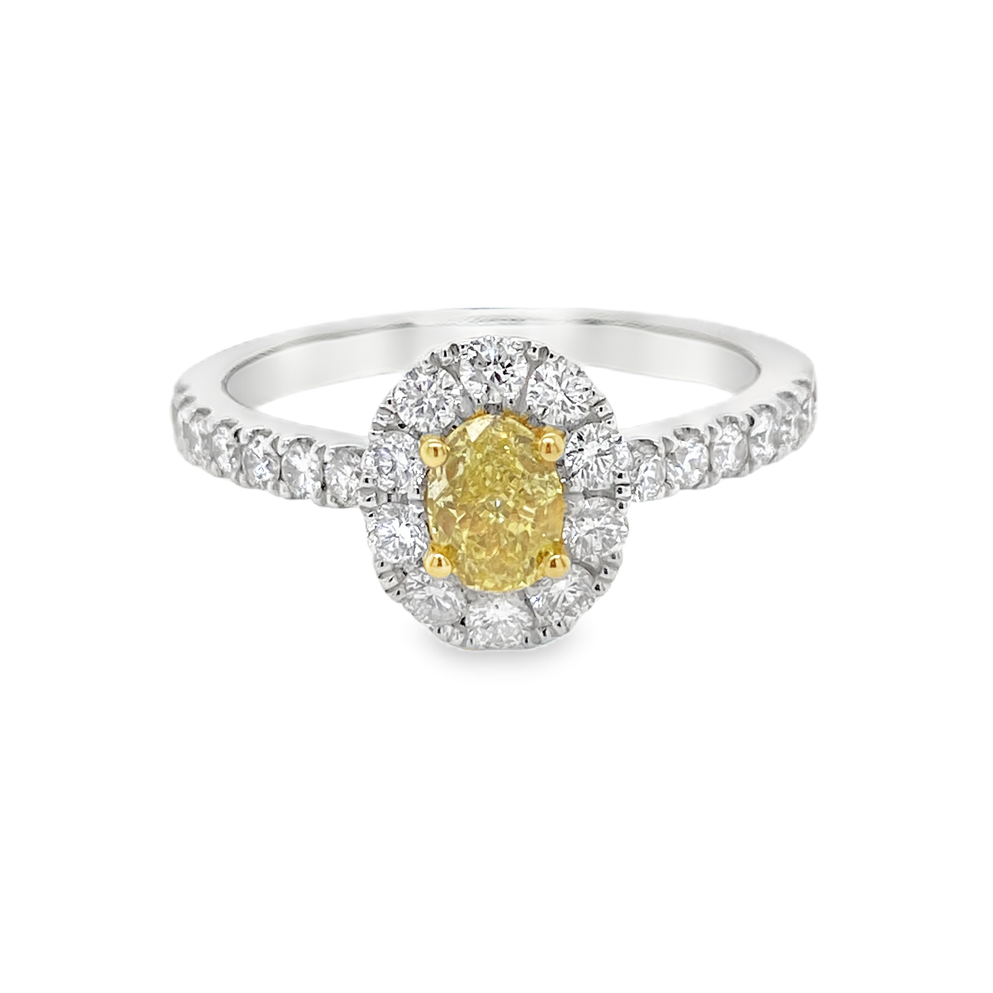 Fancy Intense Yellow Oval Diamond Ring