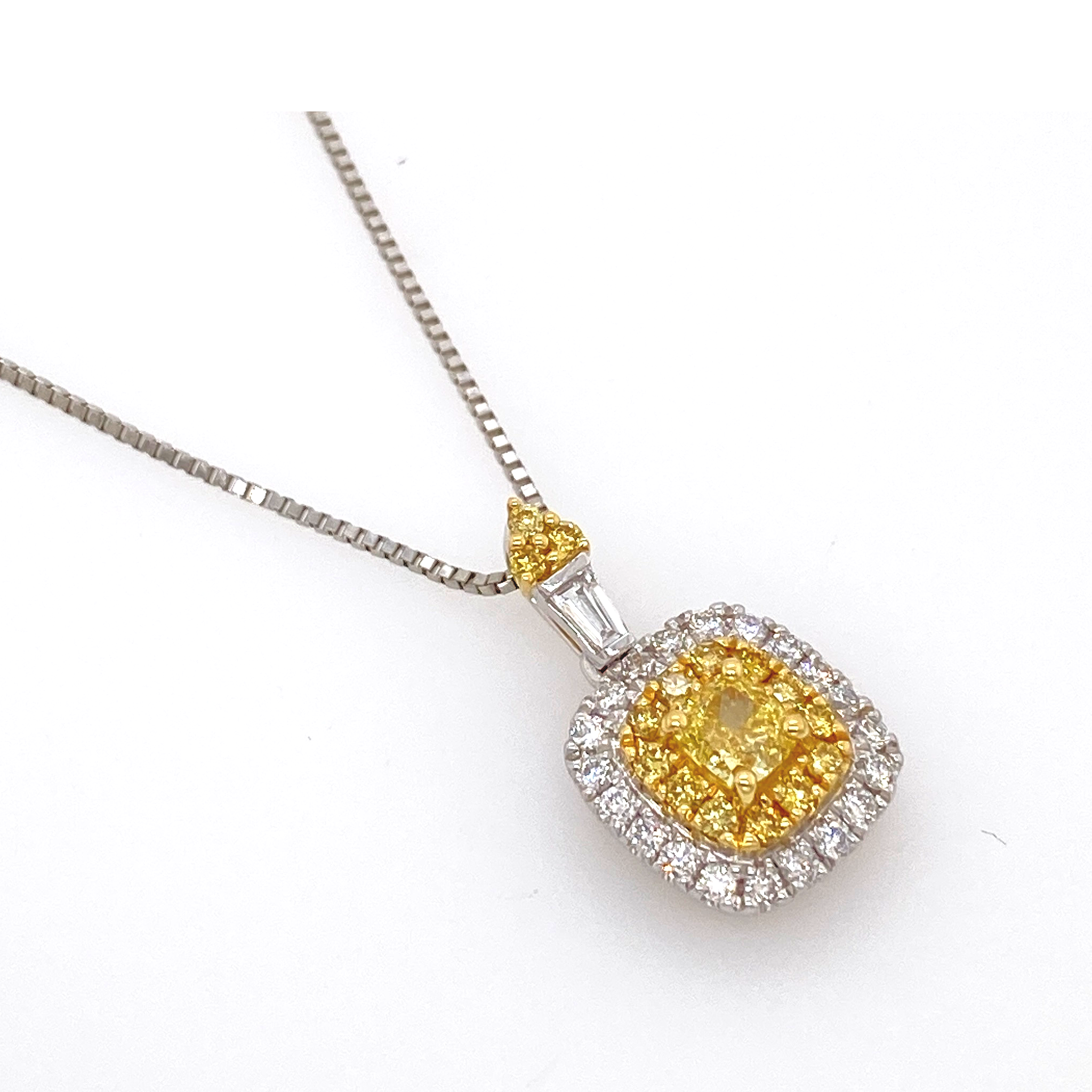 Fancy Intense Yellow Cushion Diamond Pendant