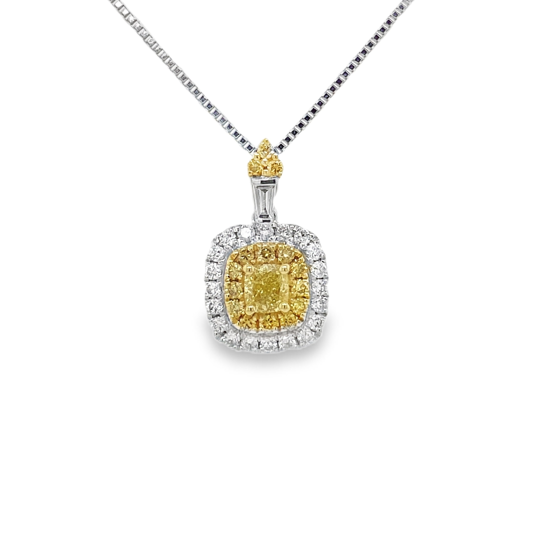 Fancy Intense Yellow Cushion Diamond Pendant