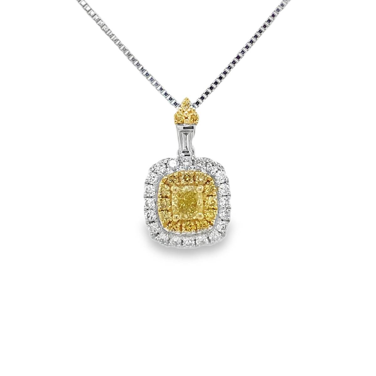 Fancy Intense Yellow Cushion Diamond Pendant