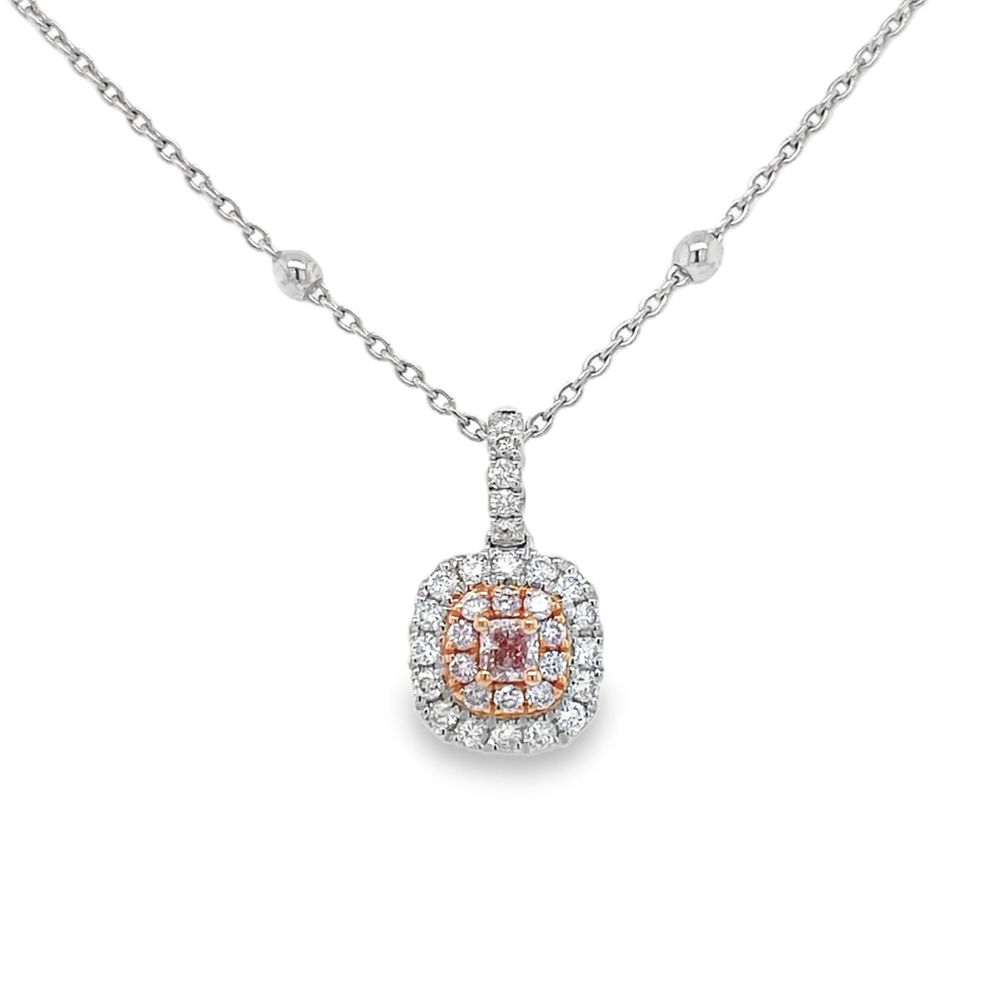 Fancy Light Pink Cushion Diamond Pendant
