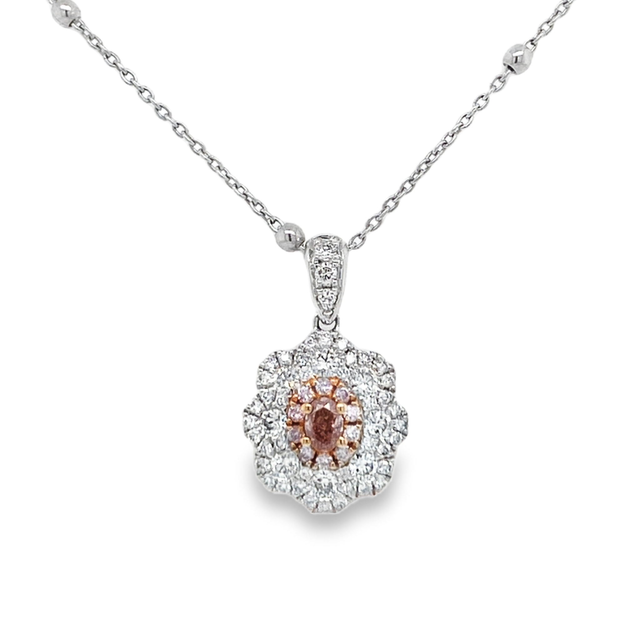 Fancy Intense Orangy Pink Oval Diamond Pendant