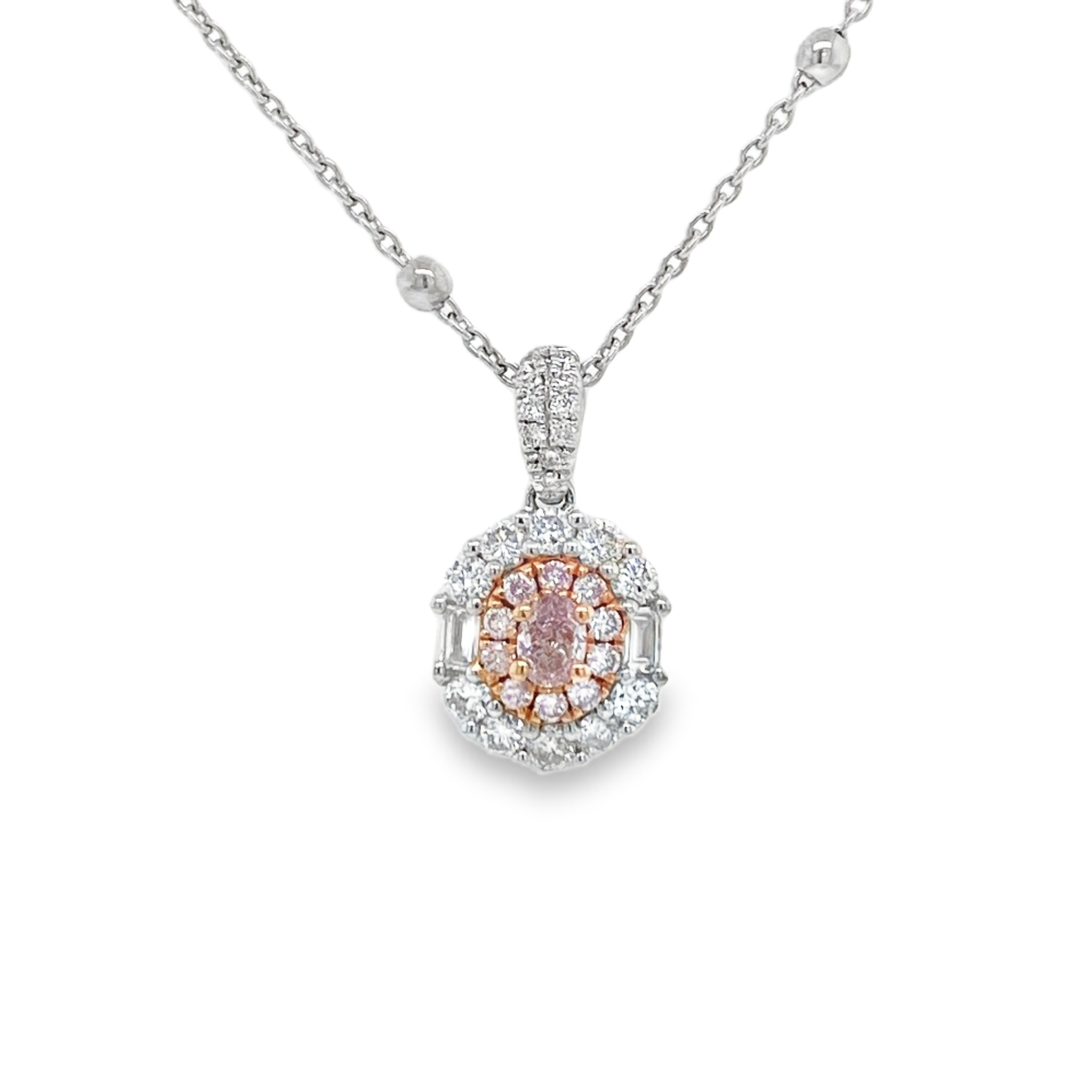 Light Purplish Pink Oval Diamond Pendant