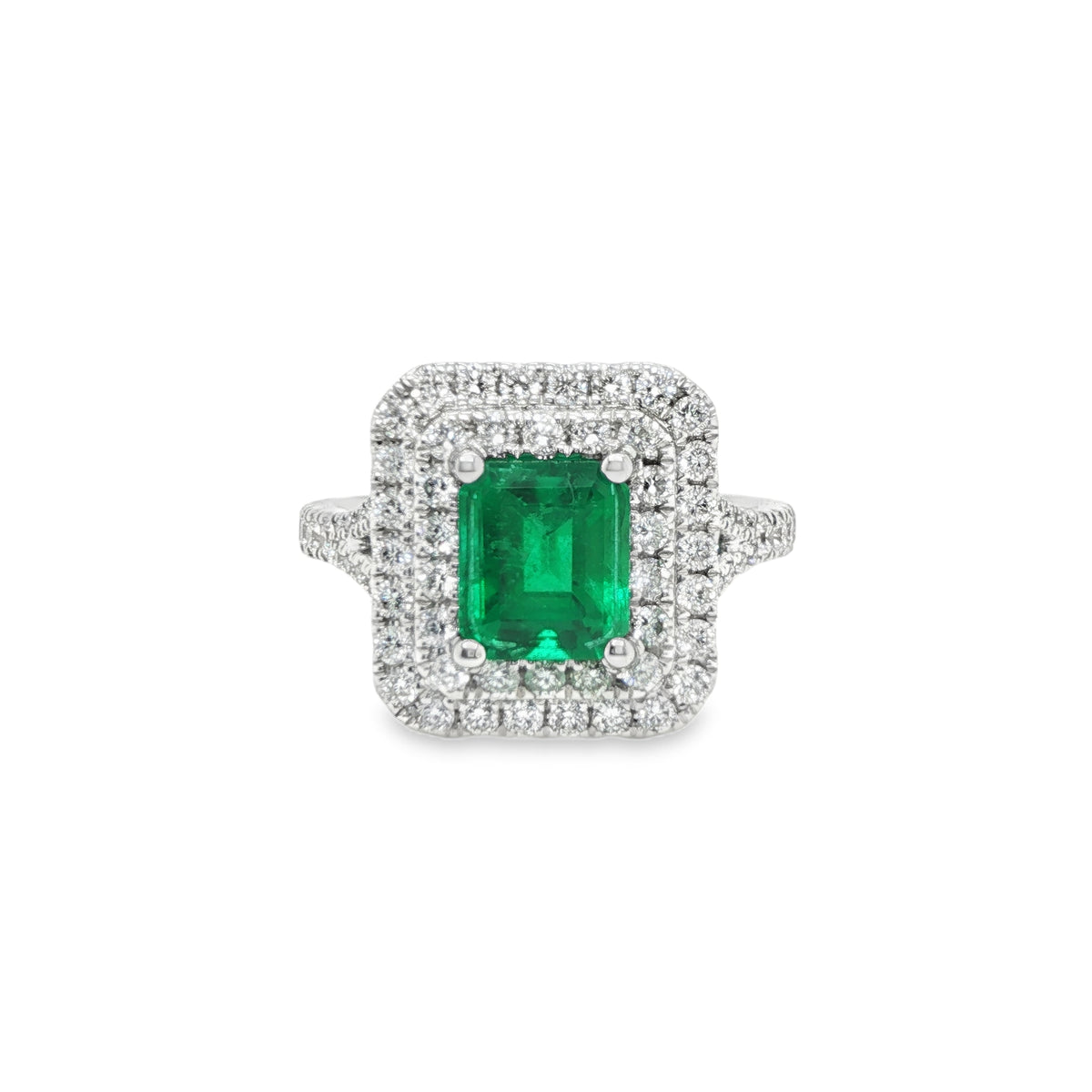 1.34ct Octagonal Muzo Colombian Emerald Ring
