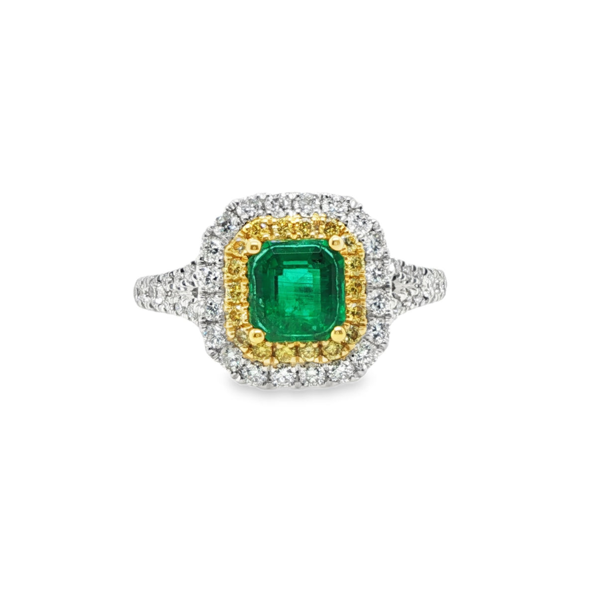 0.85ct Octagonal Colombian Emerald Ring
