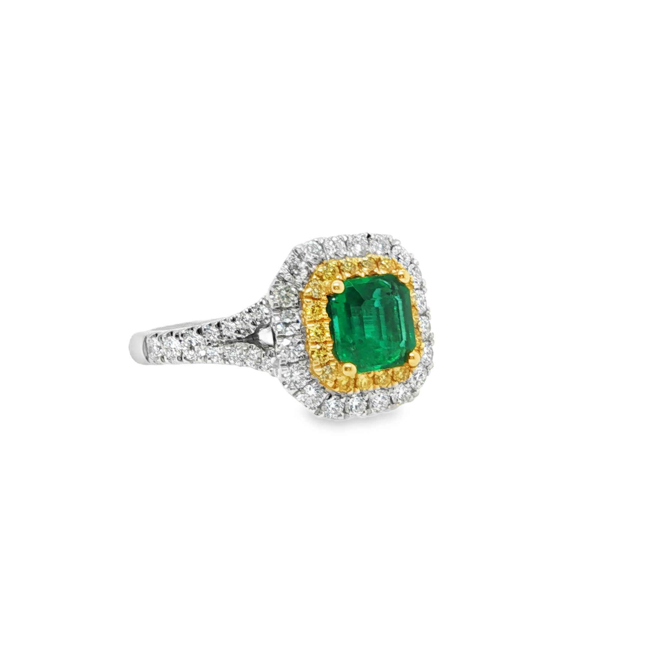 0.85ct Octagonal Colombian Emerald Ring