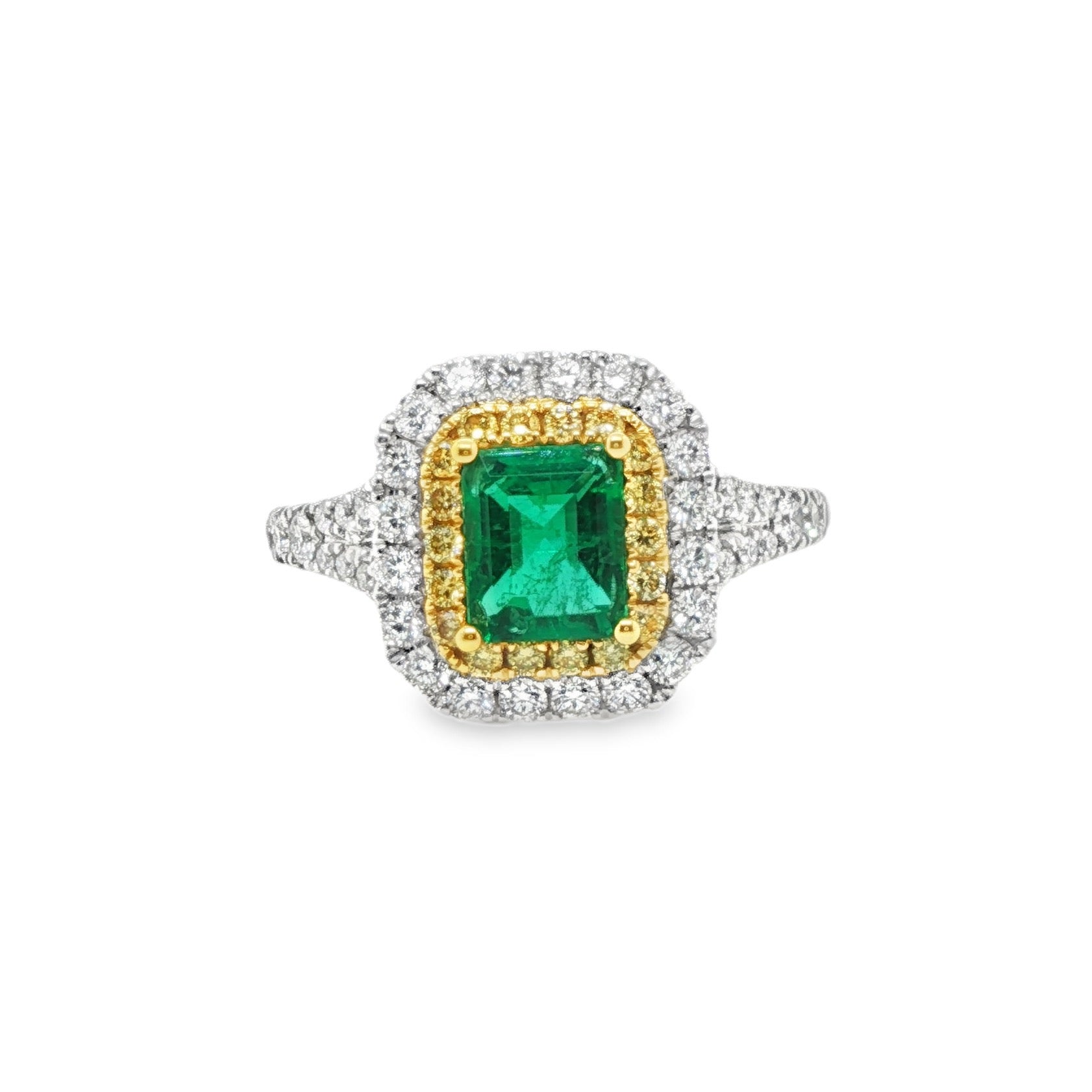 0.77ct Octagonal Colombian Emerald Ring