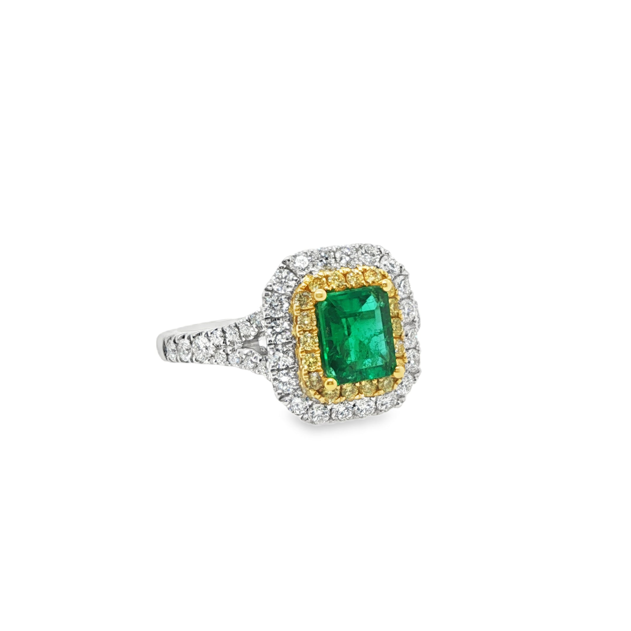 0.77ct Octagonal Colombian Emerald Ring