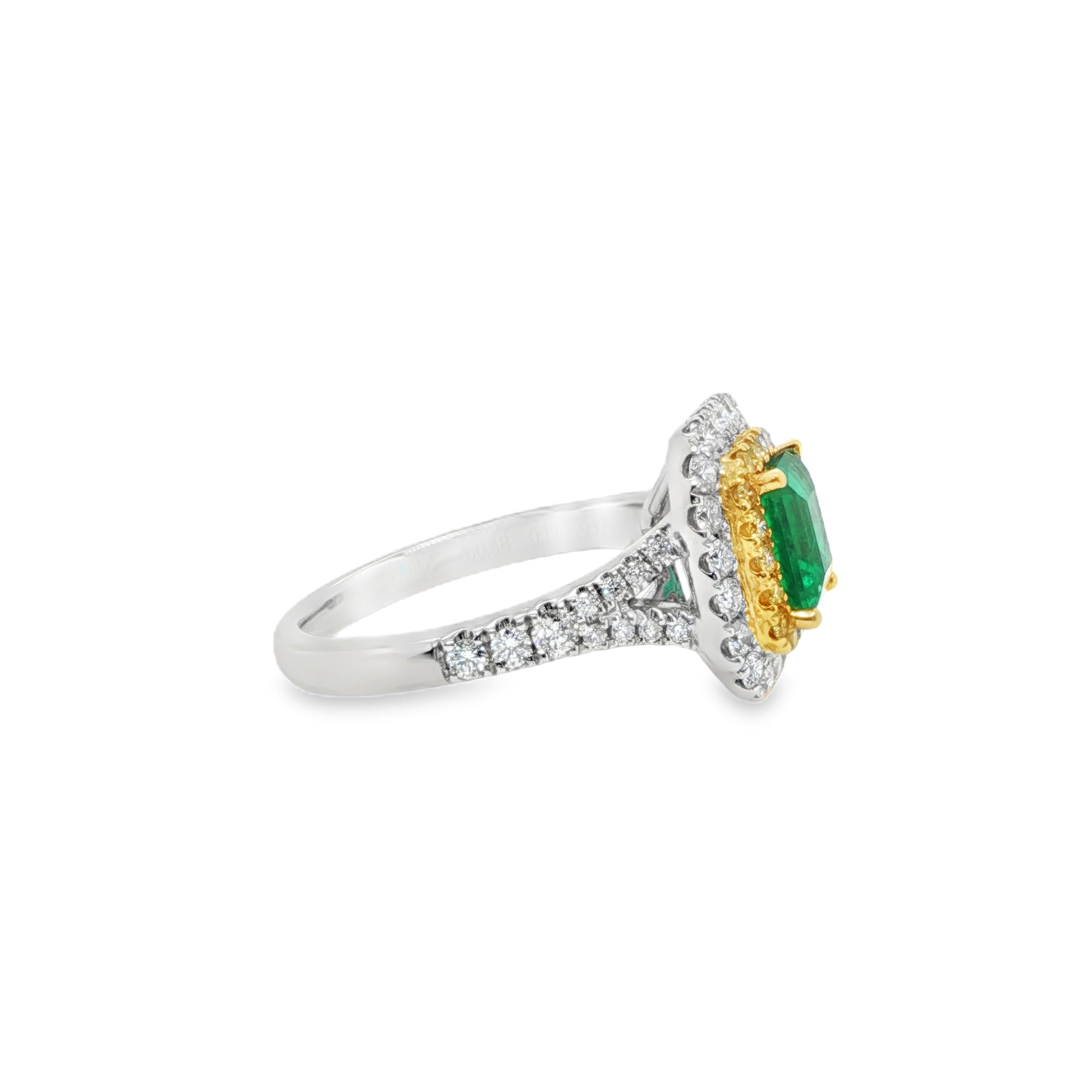 0.77ct Octagonal Colombian Emerald Ring