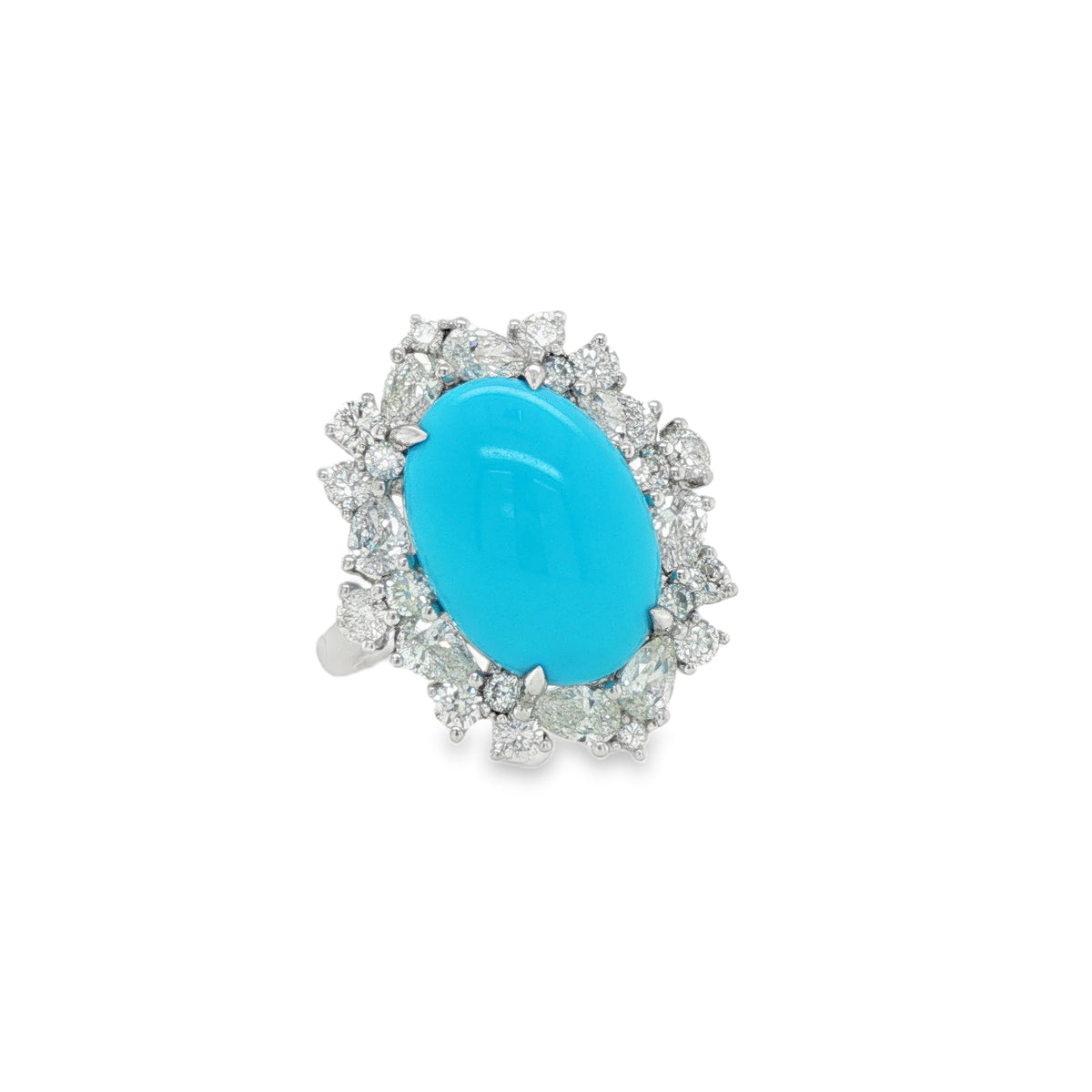 4.70ct Oval Sleeping Beauty Turquoise Diamond Ring