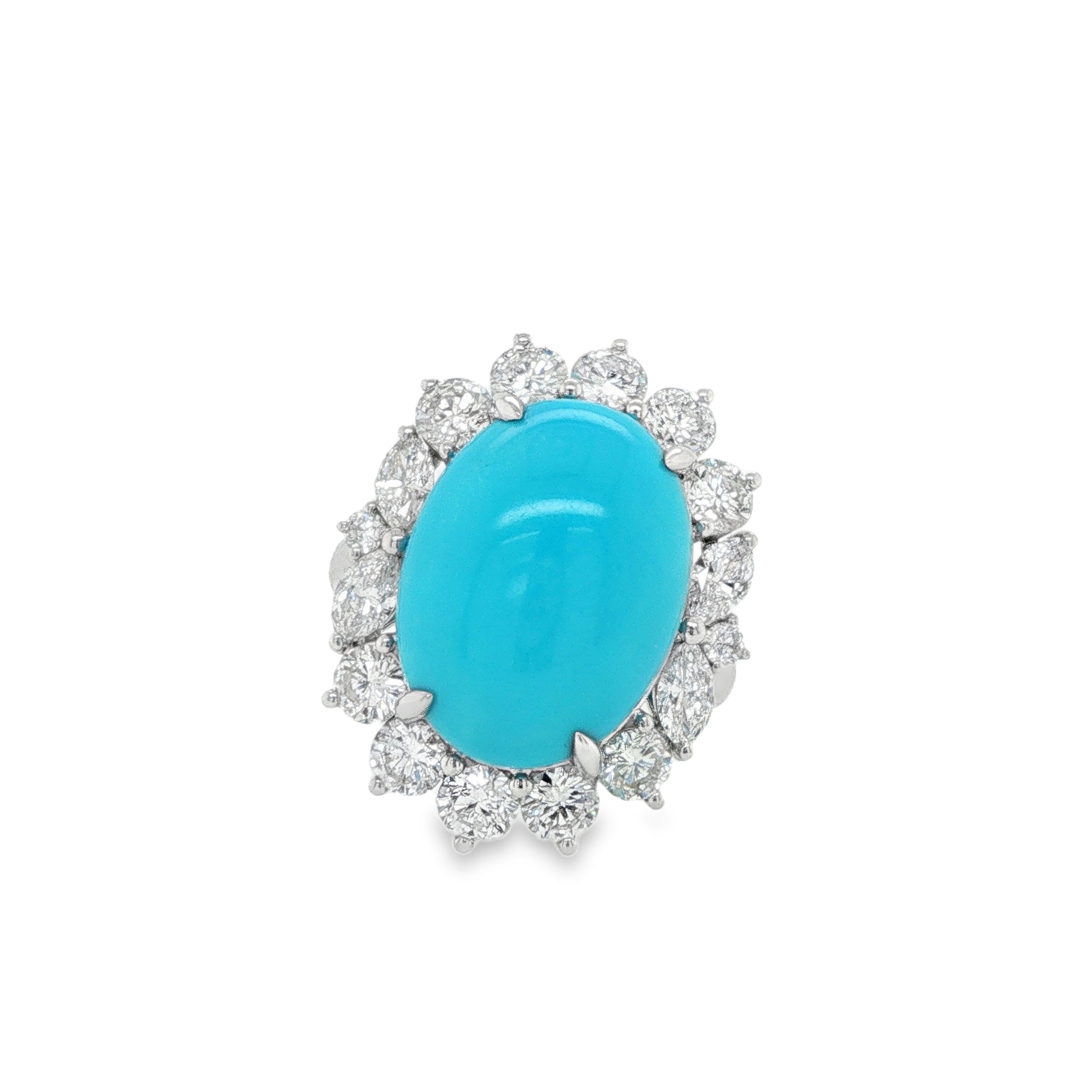 7ct Oval Sleeping Beauty Turquoise Diamond Ring