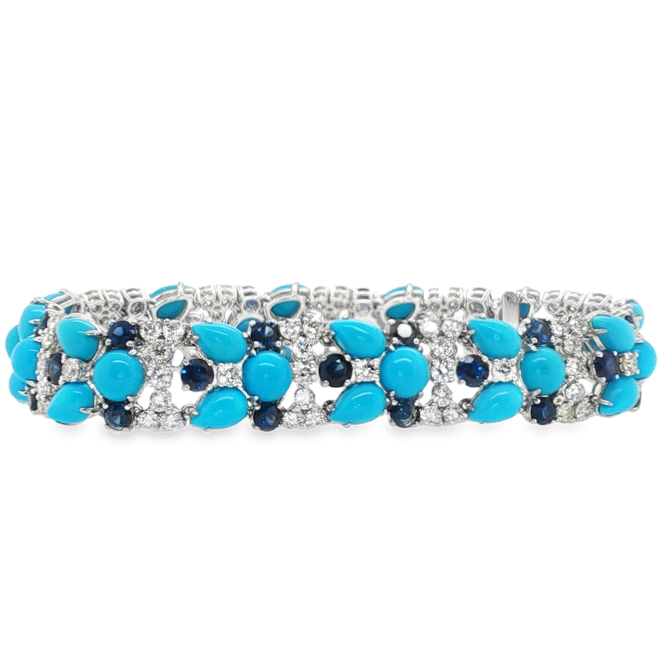 18.58ct Oval and Pear Shaped Turquoise Diamond Bracelet