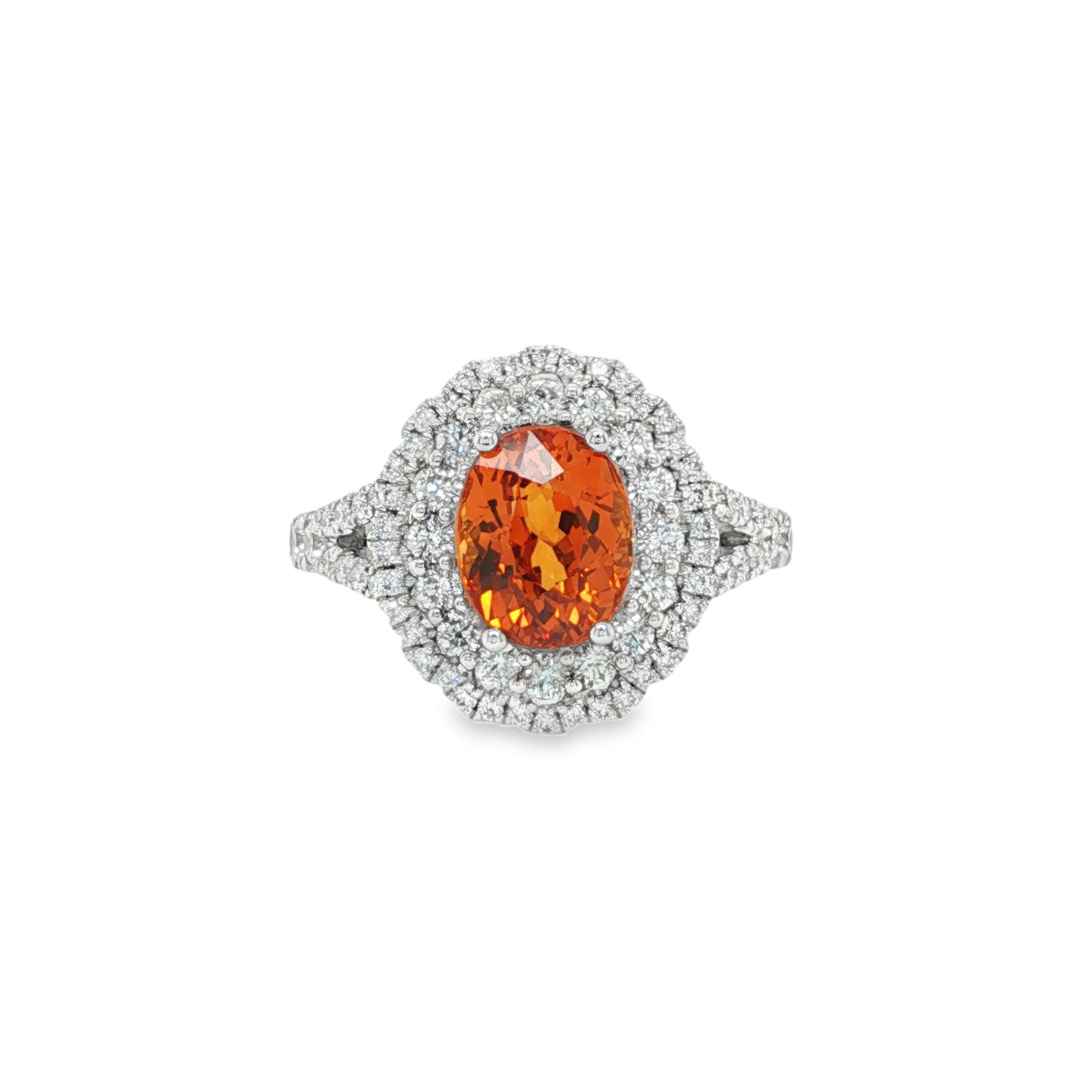 2.5ct Oval Mandarin Spessartite Diamond Ring