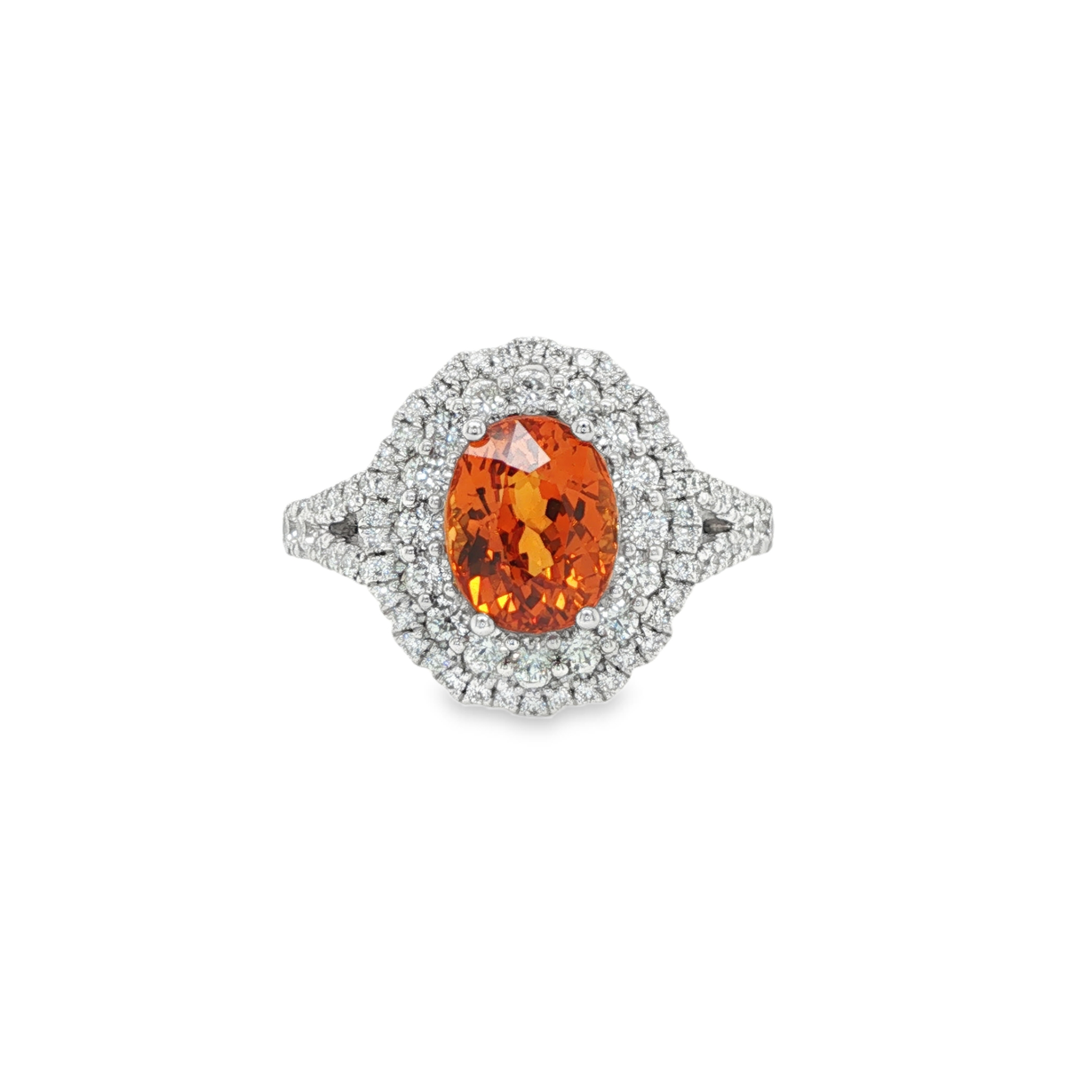 2.5ct Oval Mandarin Spessartite Diamond Ring