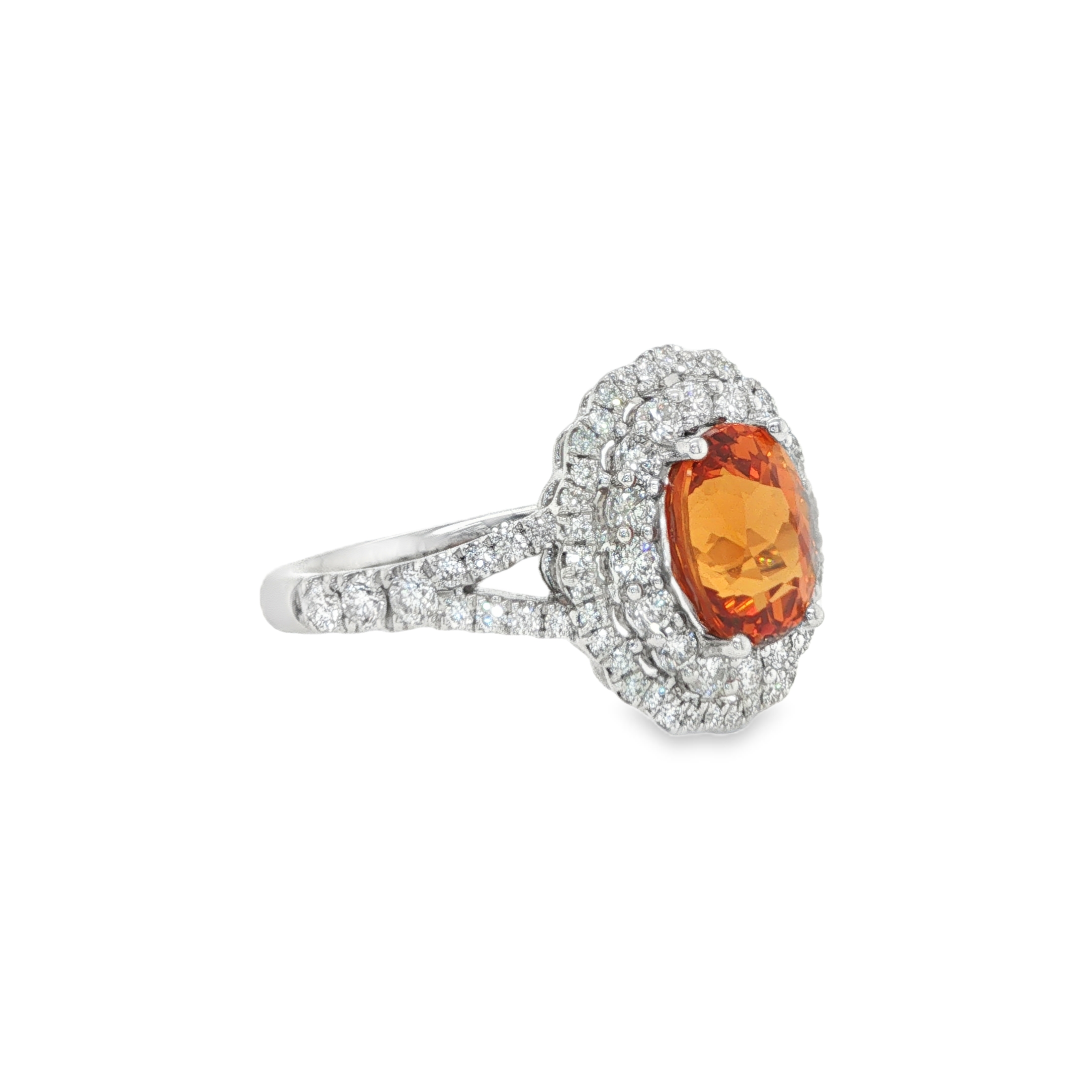 2.5ct Oval Mandarin Spessartite Diamond Ring