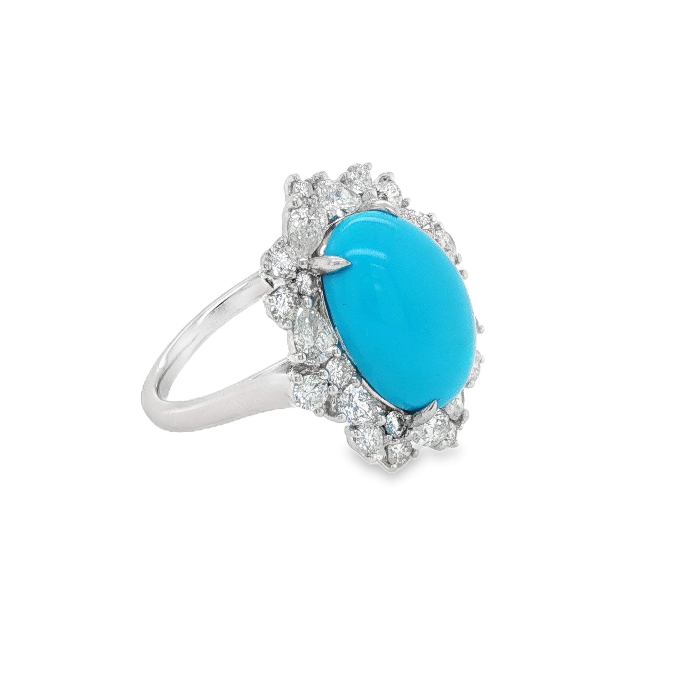 4.70ct Oval Sleeping Beauty Turquoise Diamond Ring