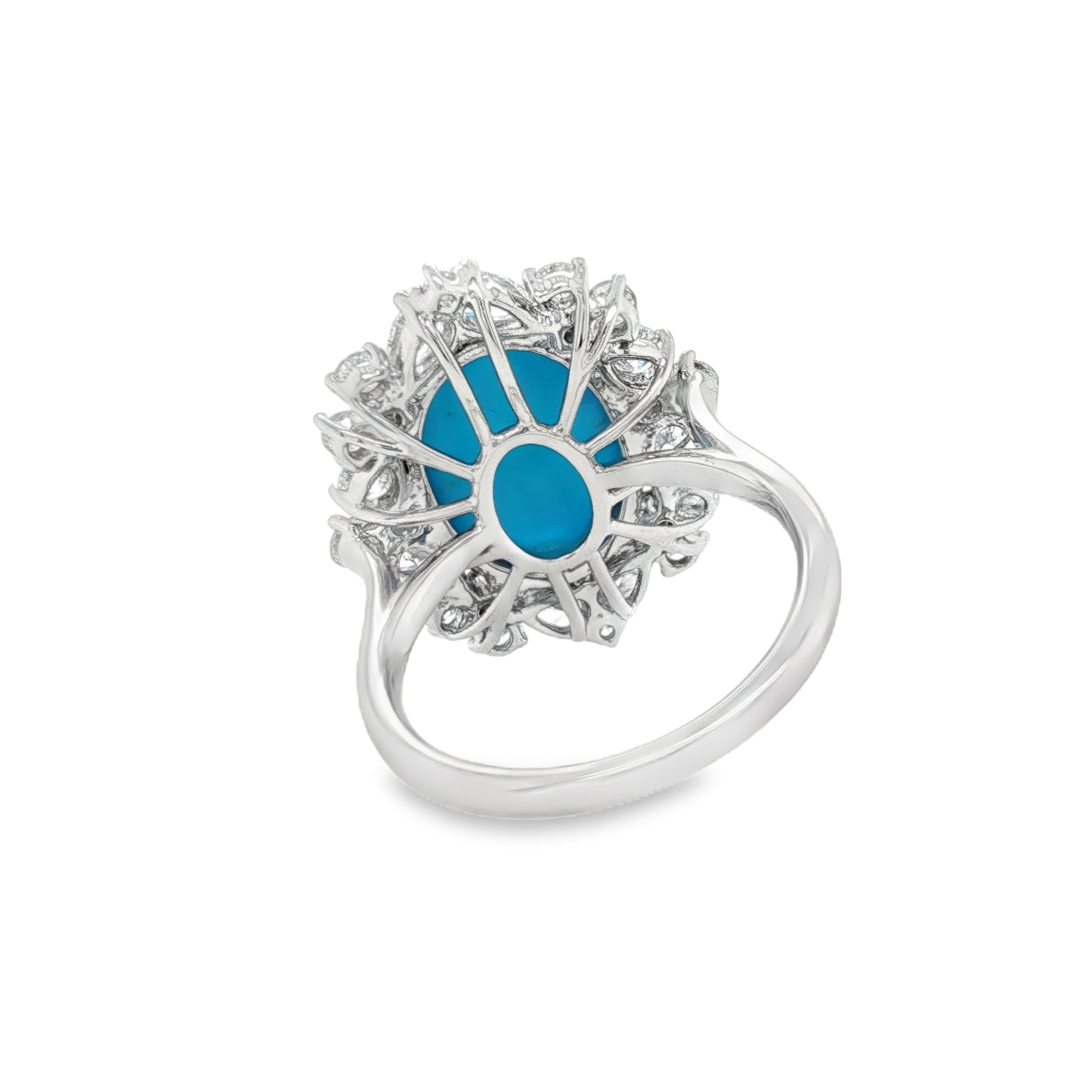 4.70ct Oval Sleeping Beauty Turquoise Diamond Ring
