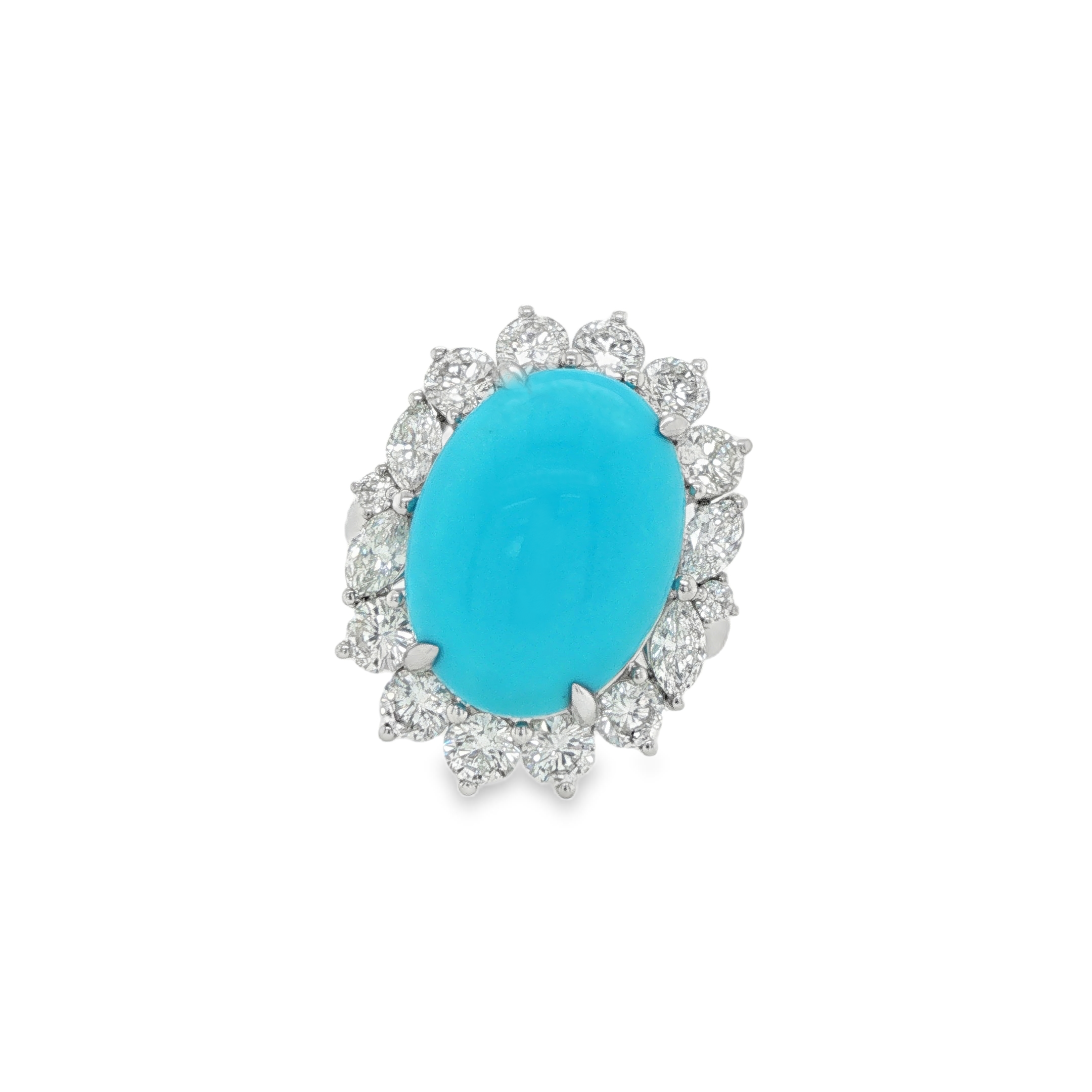 7ct Oval Sleeping Beauty Turquoise Diamond Ring
