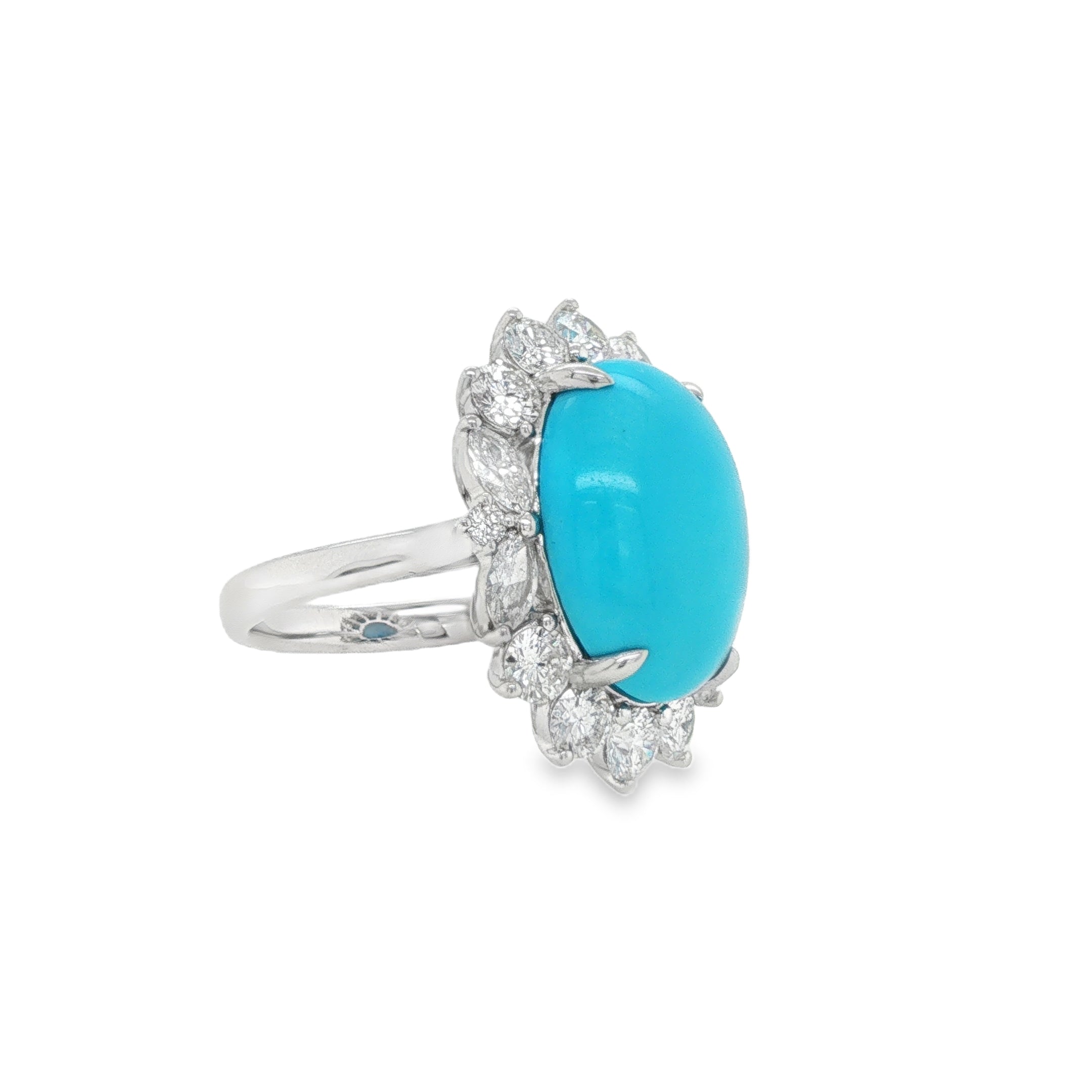 7ct Oval Sleeping Beauty Turquoise Diamond Ring