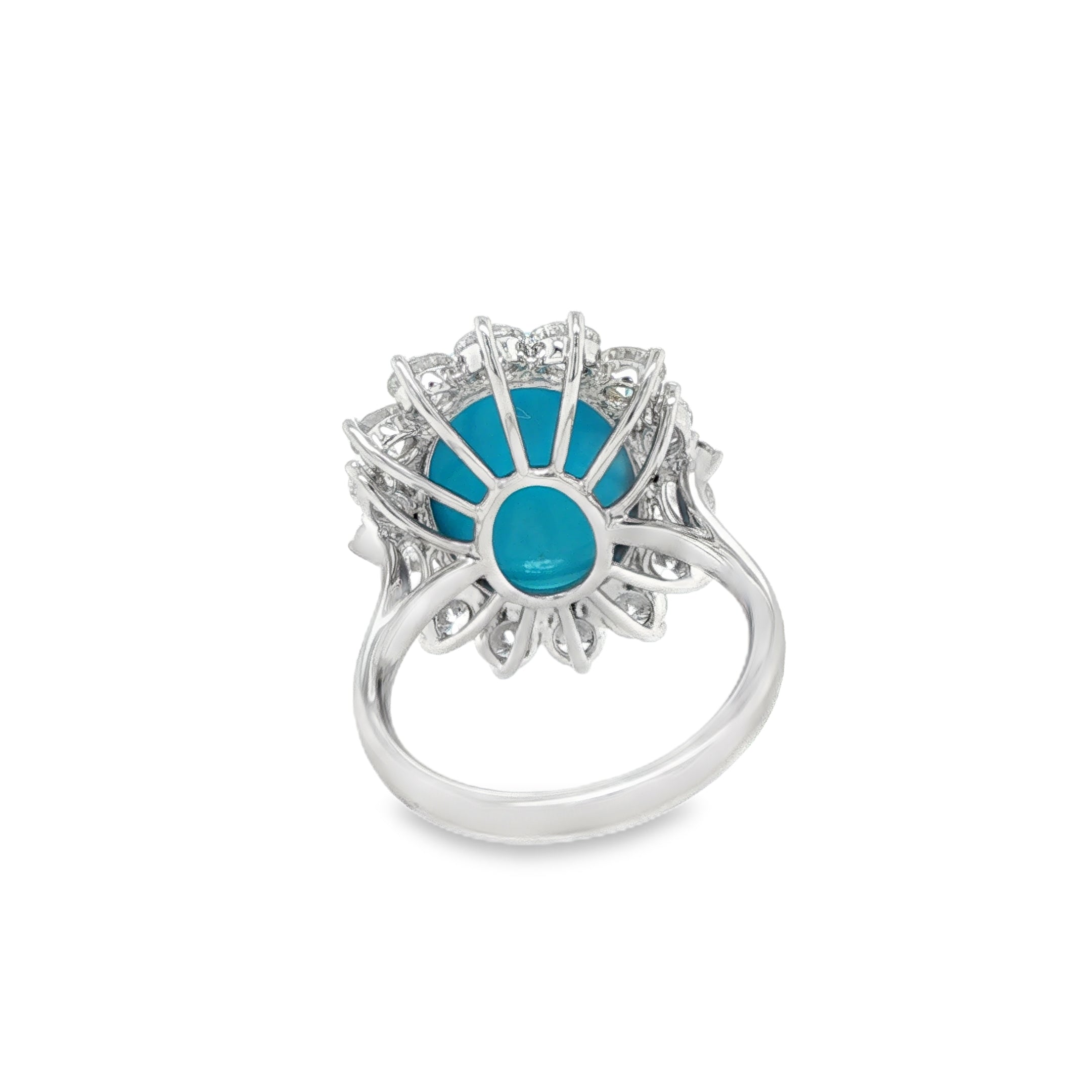 7ct Oval Sleeping Beauty Turquoise Diamond Ring