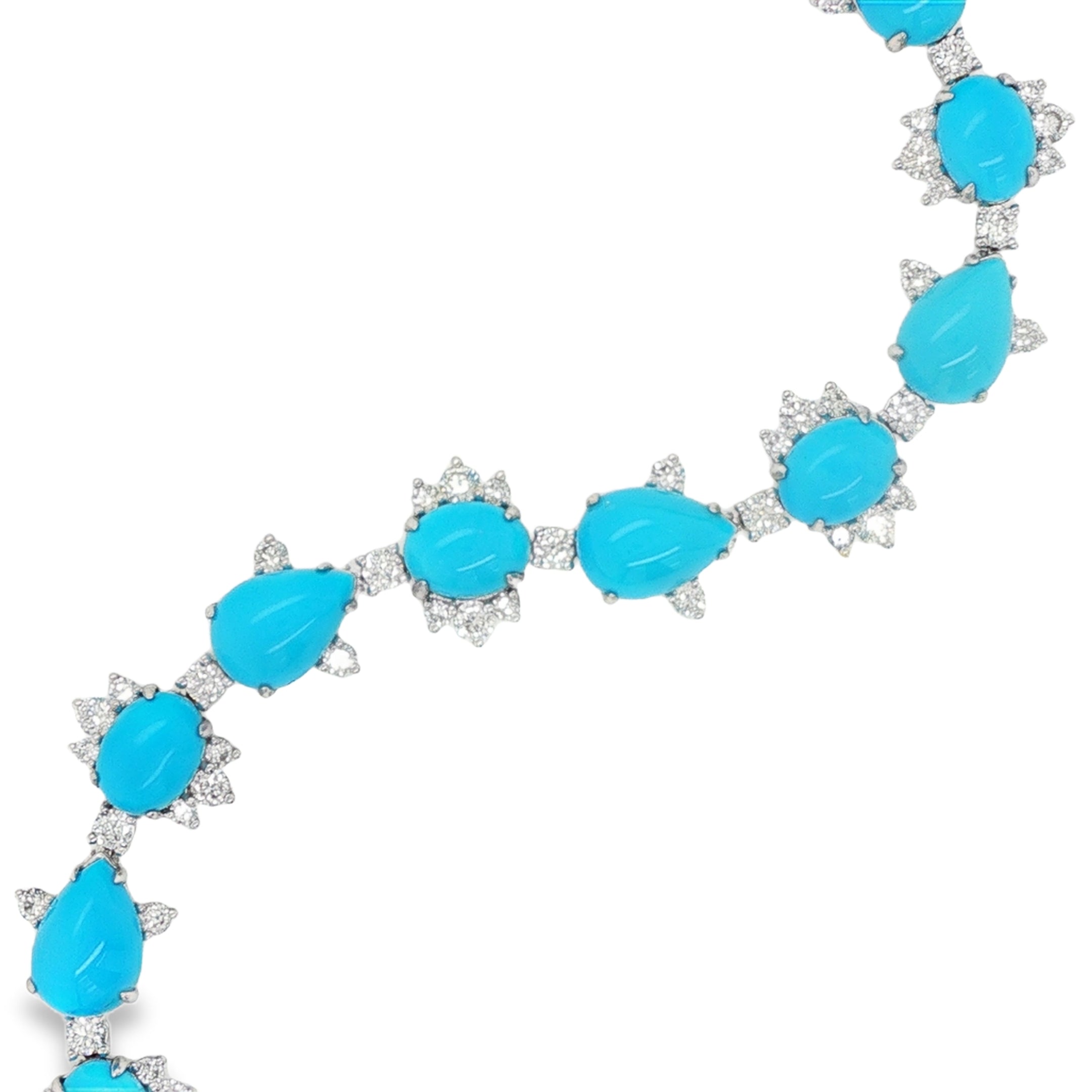 18ct Oval and Pear Shaped Turquoise Diamond Bracelet