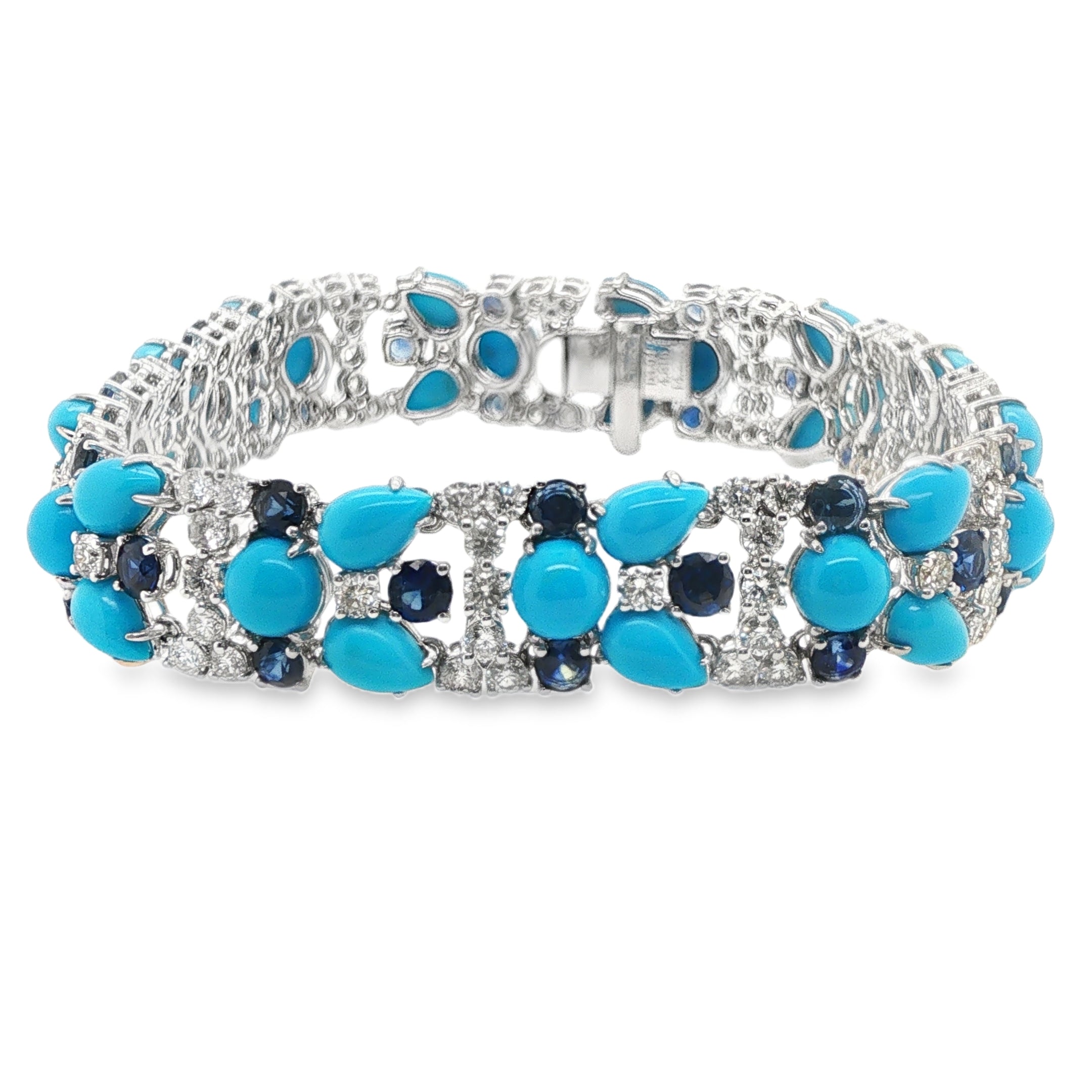 18.58ct Oval and Pear Shaped Turquoise Diamond Bracelet