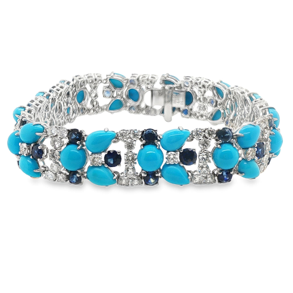 18.58ct Oval and Pear Shaped Turquoise Diamond Bracelet