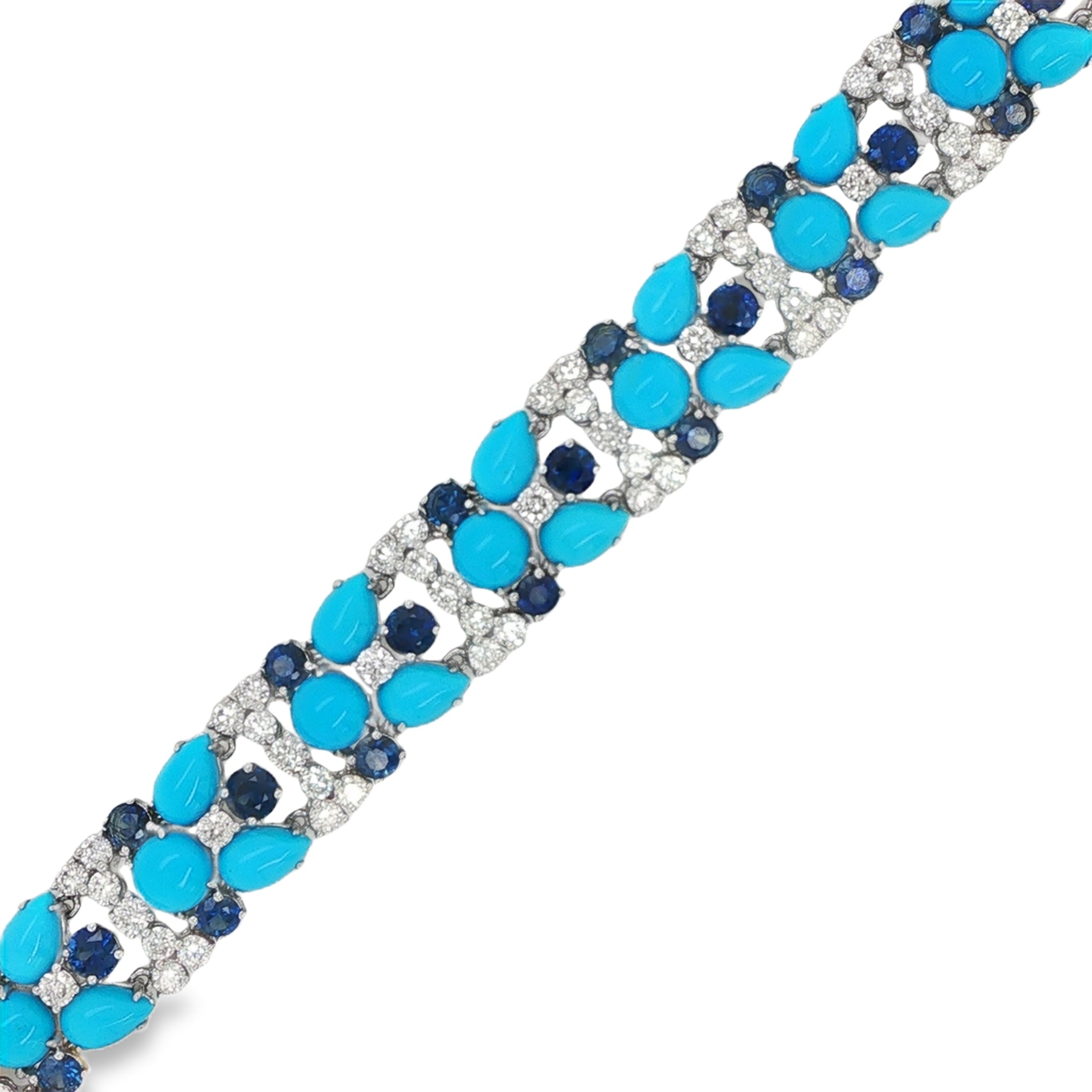18.58ct Oval and Pear Shaped Turquoise Diamond Bracelet
