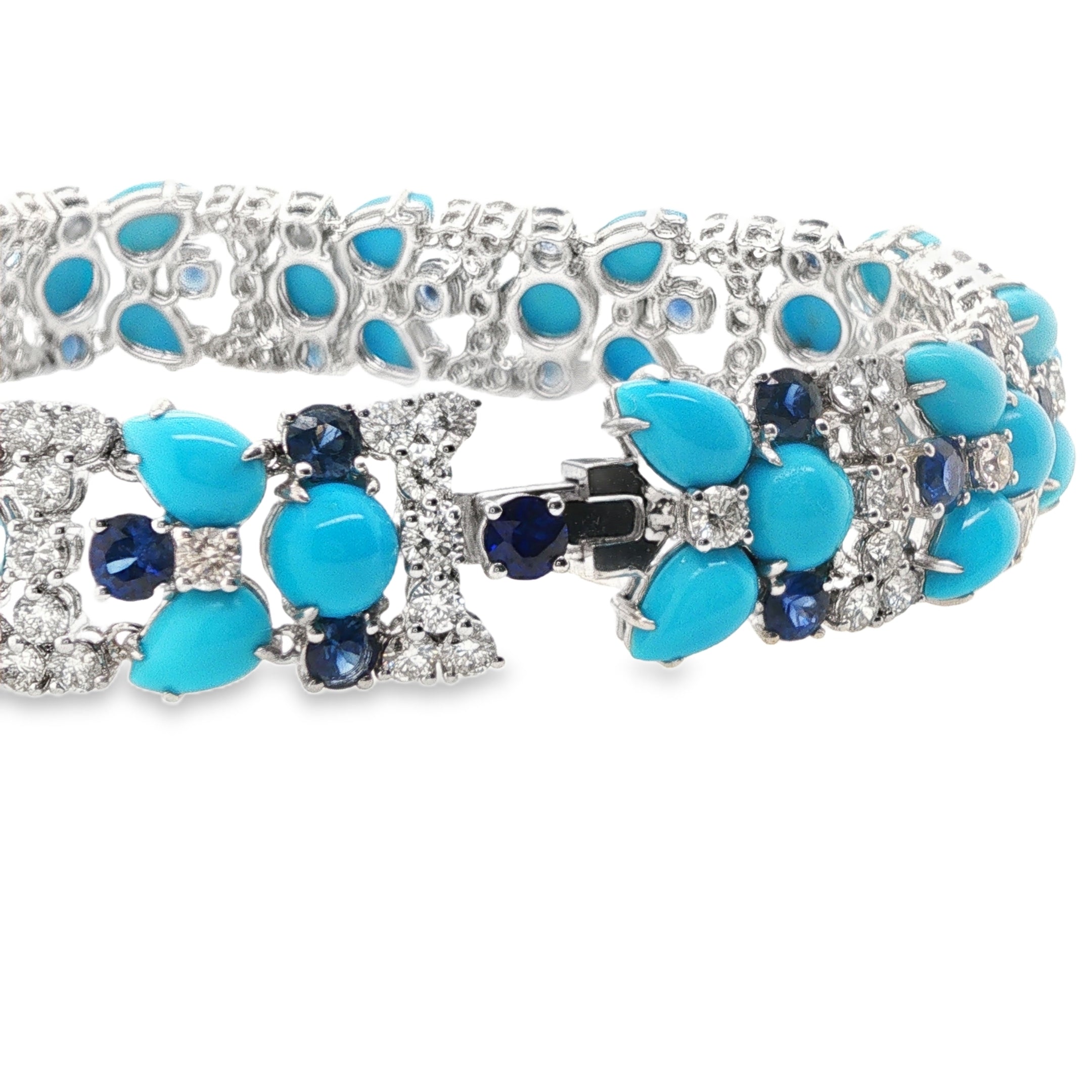 18.58ct Oval and Pear Shaped Turquoise Diamond Bracelet