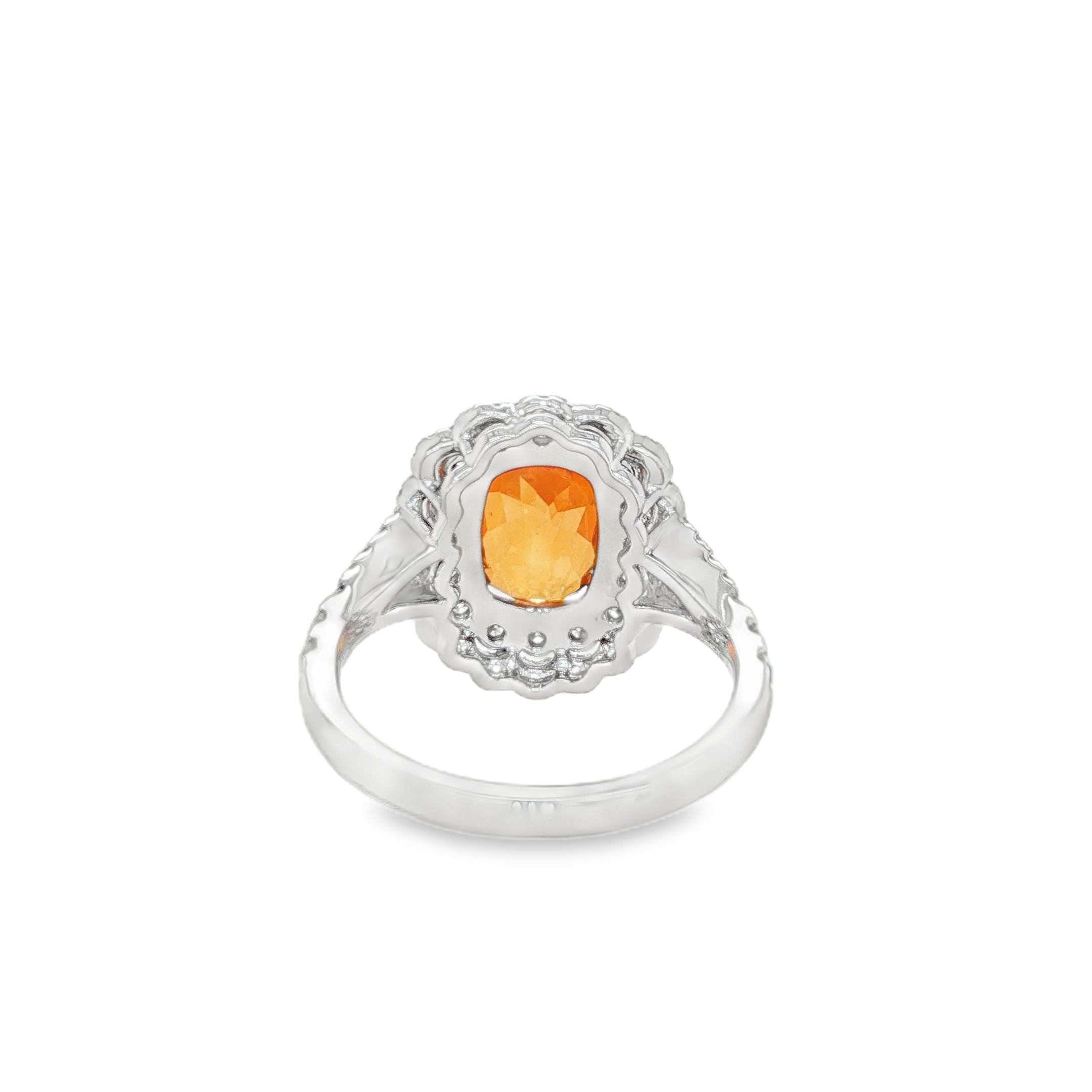 3ct Cushion Shaped Spessartite Diamond Ring