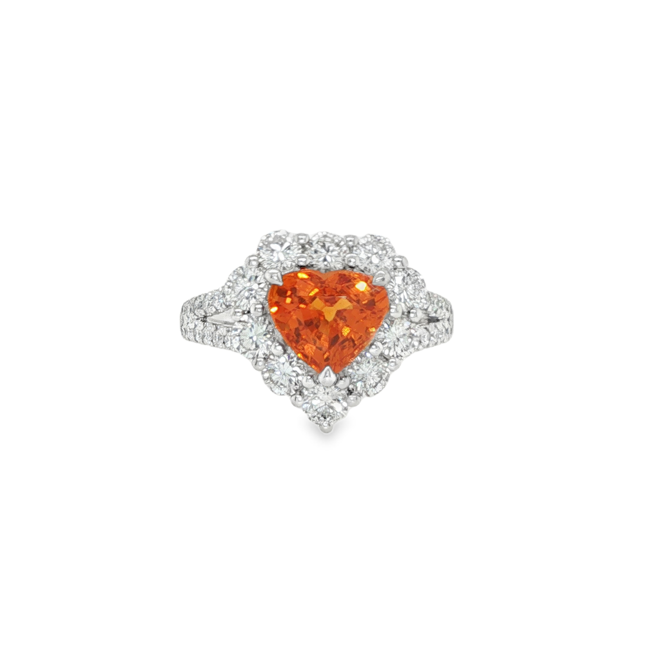 2ct Heart Shaped Spessartite Diamond Ring