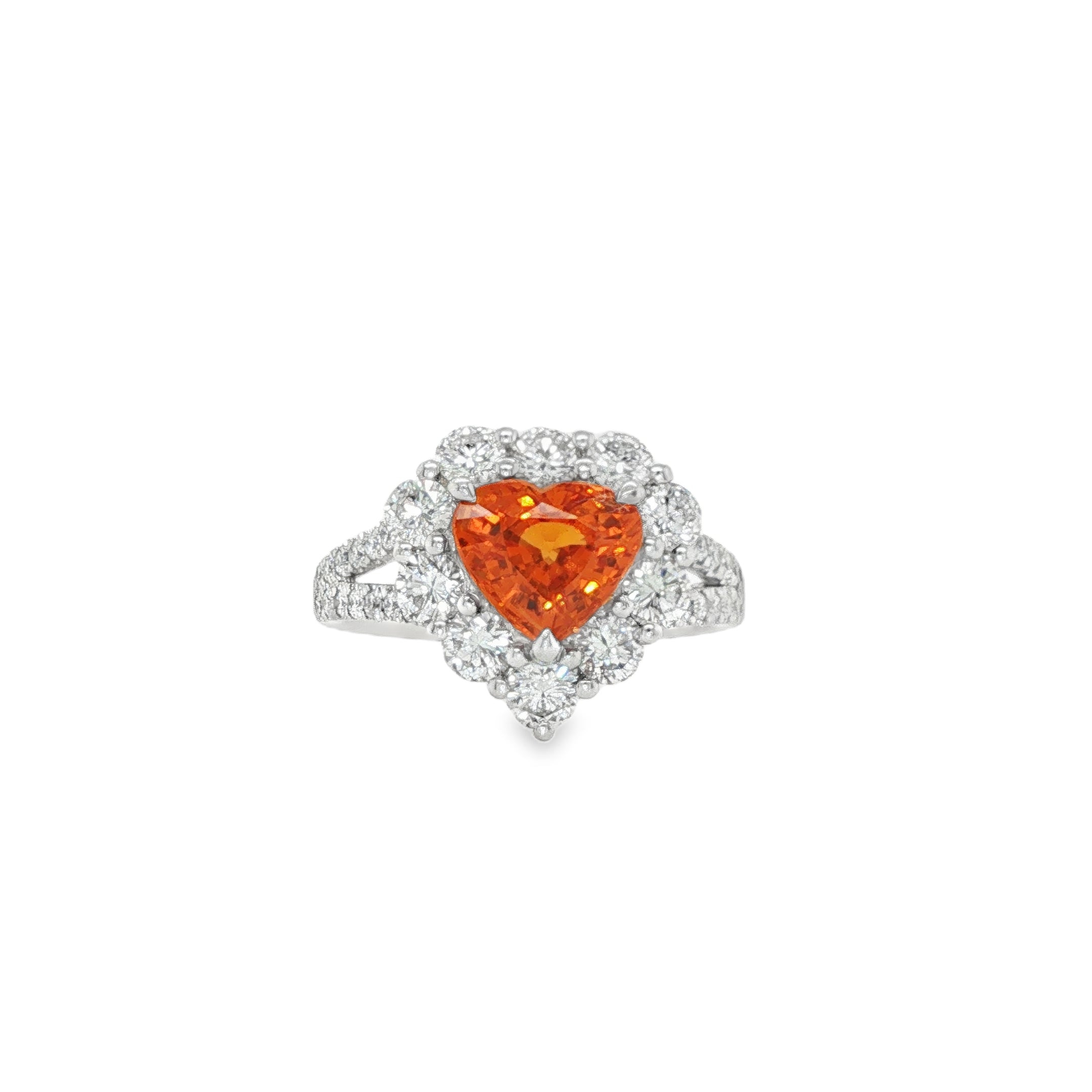 2ct Heart Shaped Spessartite Diamond Ring