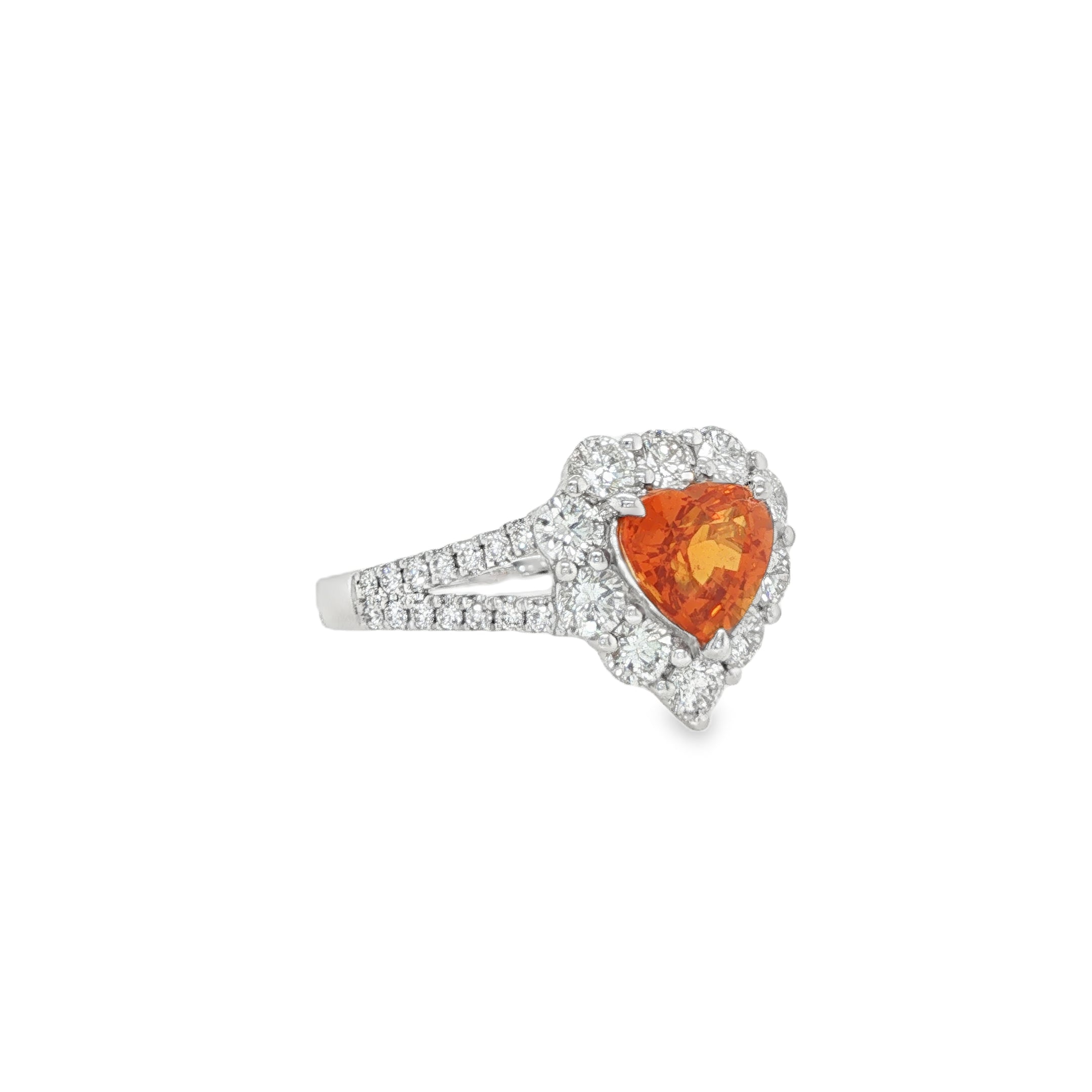 2ct Heart Shaped Spessartite Diamond Ring